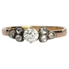 viktorianischer Solitär-Ring aus Diamant und 18 Karat Gold