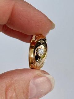 Victorian Diamond and 18 Carat Gold Star Setting Ring