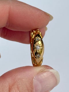 Victorian Diamond and 18 Carat Gold Star Setting Ring