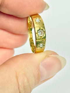 Viktorianischer Diamant und 18 Karat Gold Sternfassung Ring