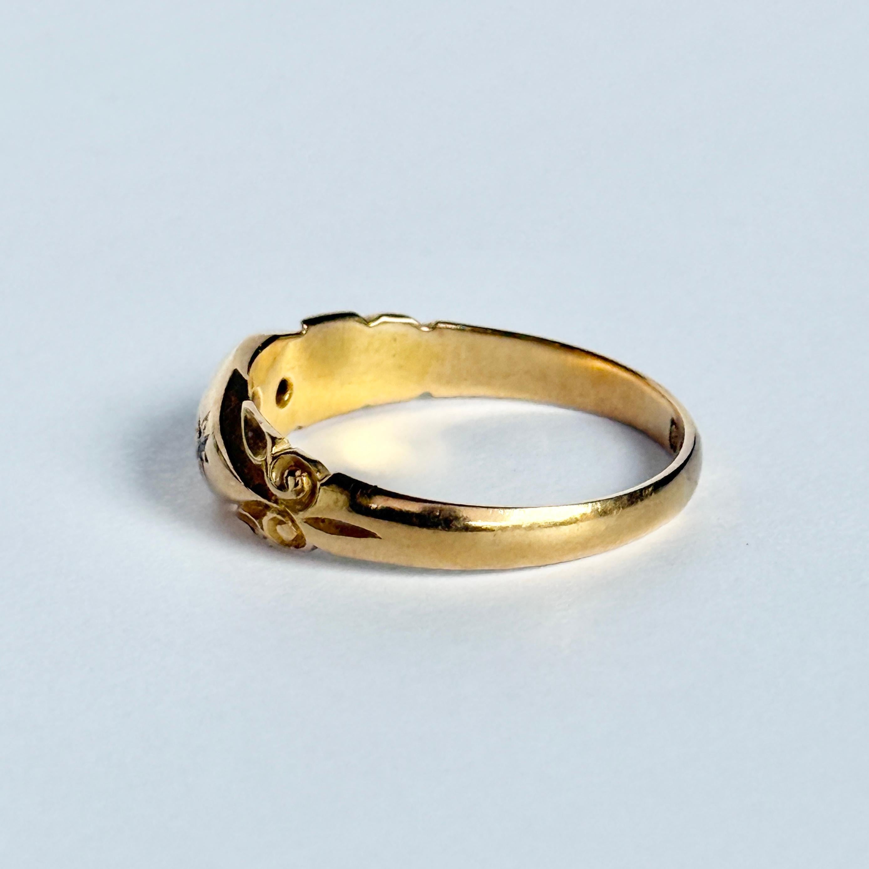 Edwardian Victorian Diamond and 18 Carat Gold Star Setting Ring For Sale