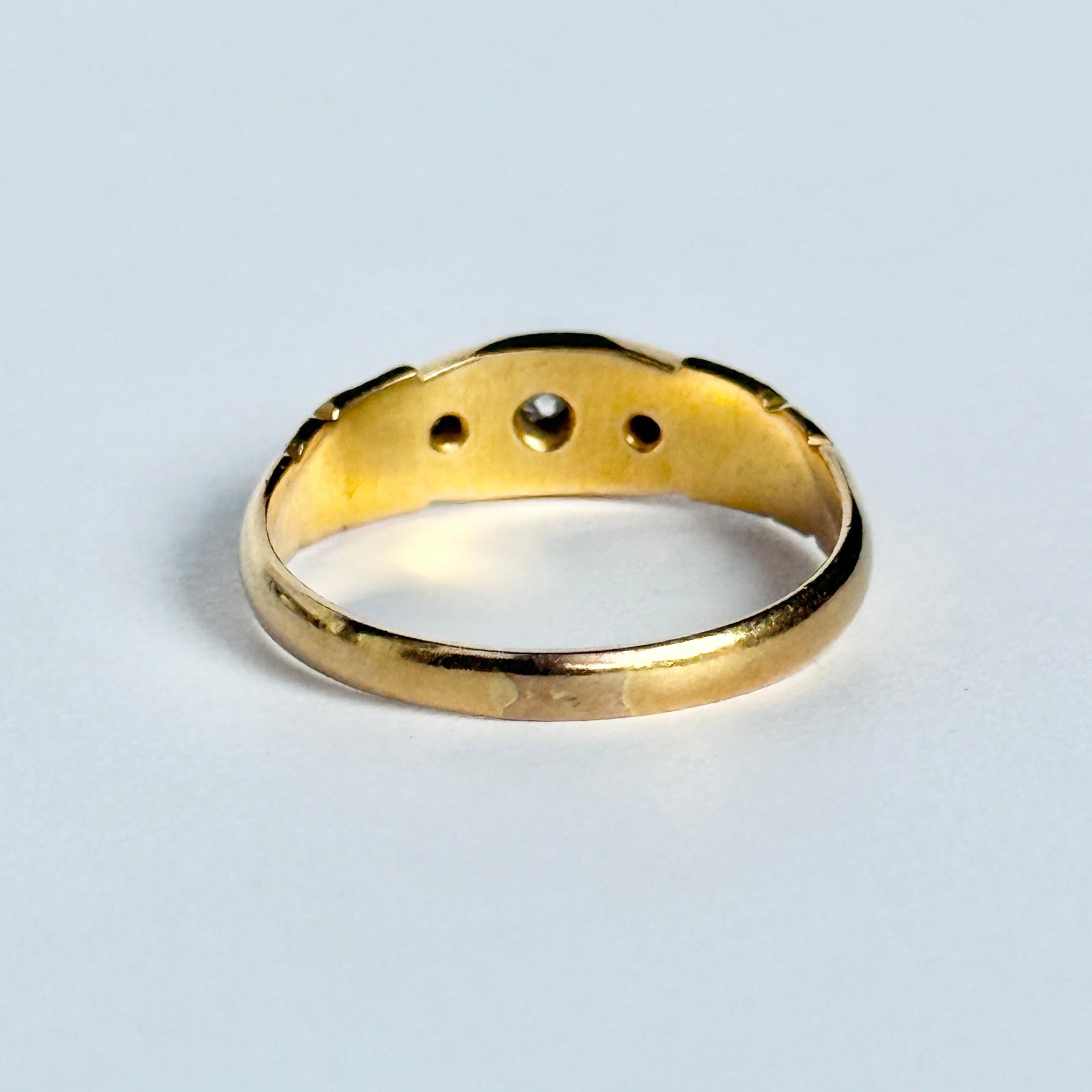 Victorian Diamond and 18 Carat Gold Star Setting Ring For Sale 1