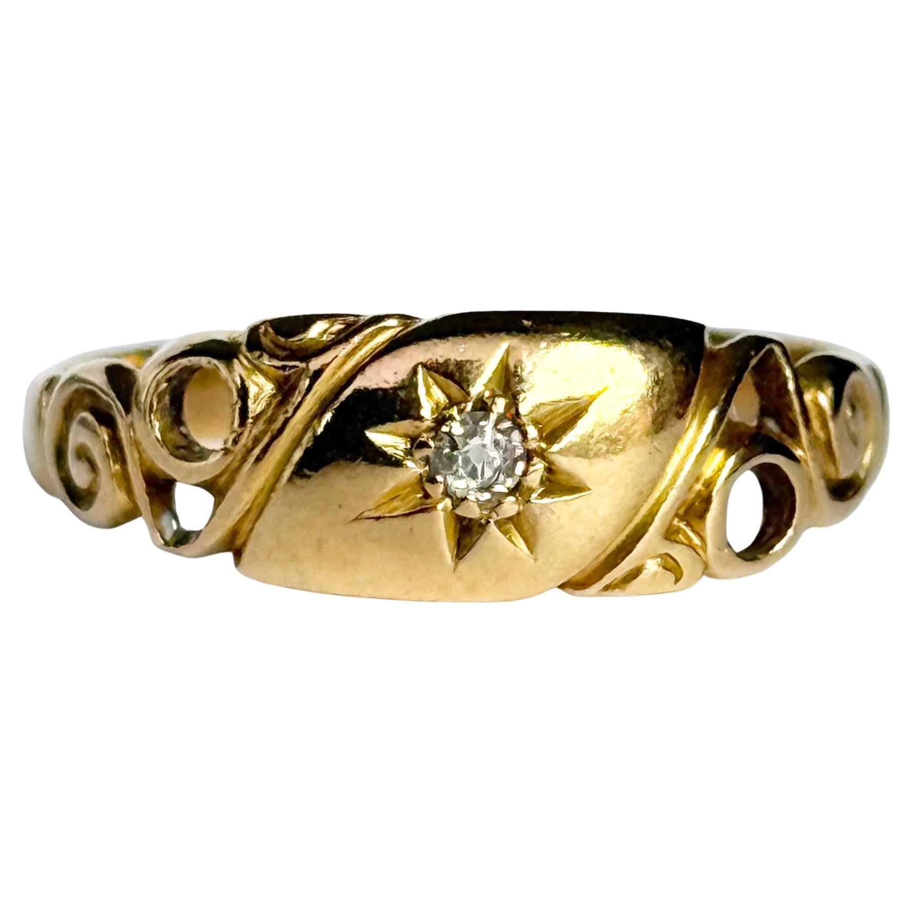 Victorian Diamond and 18 Carat Gold Star Setting Ring For Sale