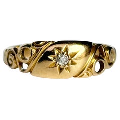 Victorian Diamond and 18 Carat Gold Star Setting Ring