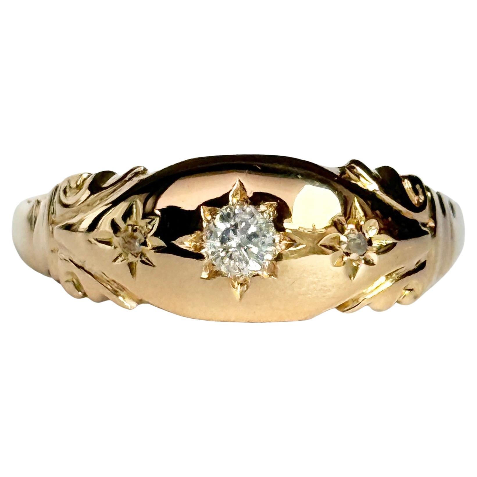 Victorian Diamond and 18 Carat Gold Star Setting Ring