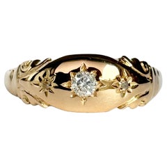 Victorian Diamond and 18 Carat Gold Star Setting Ring
