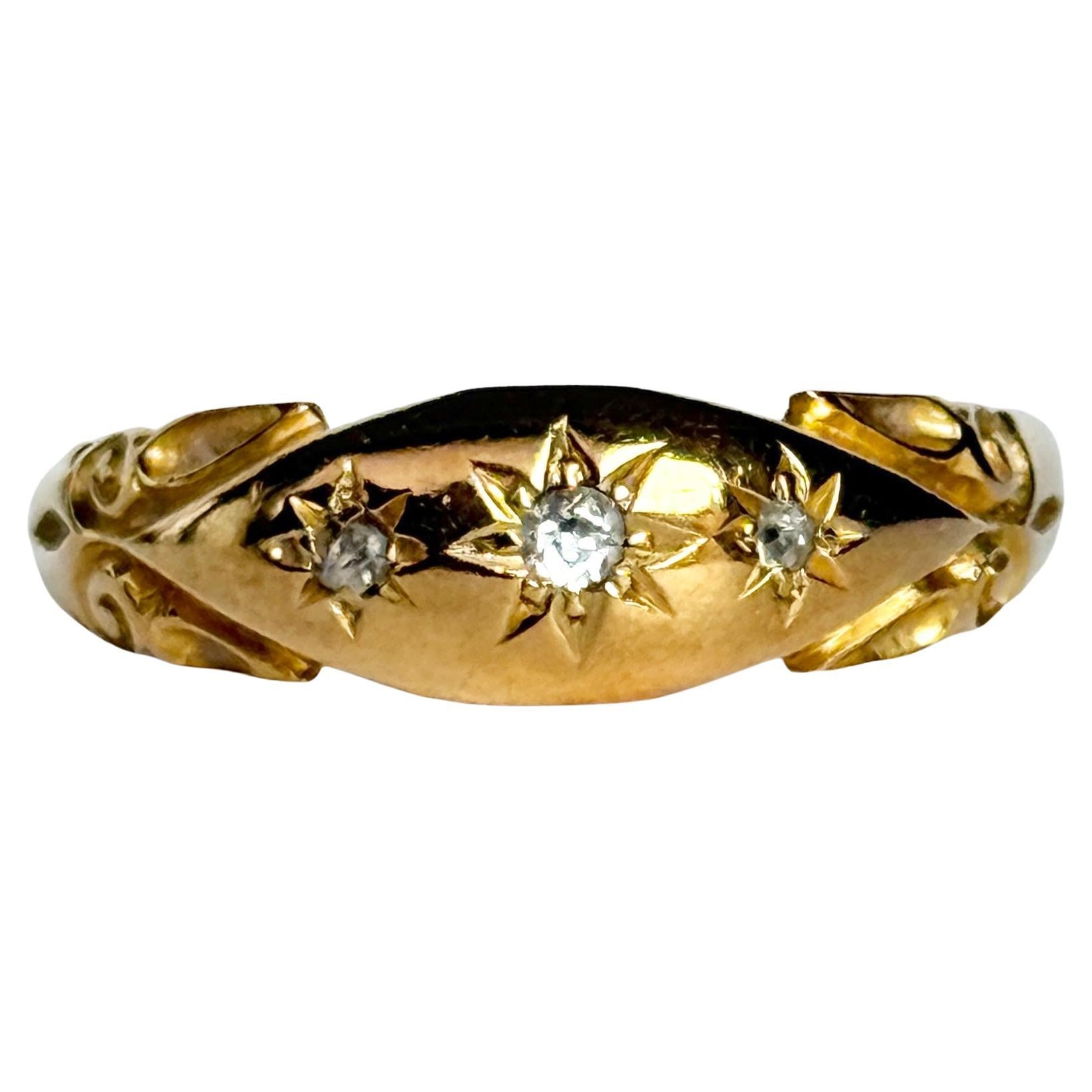 Victorian Diamond and 18 Carat Gold Star Setting Ring For Sale