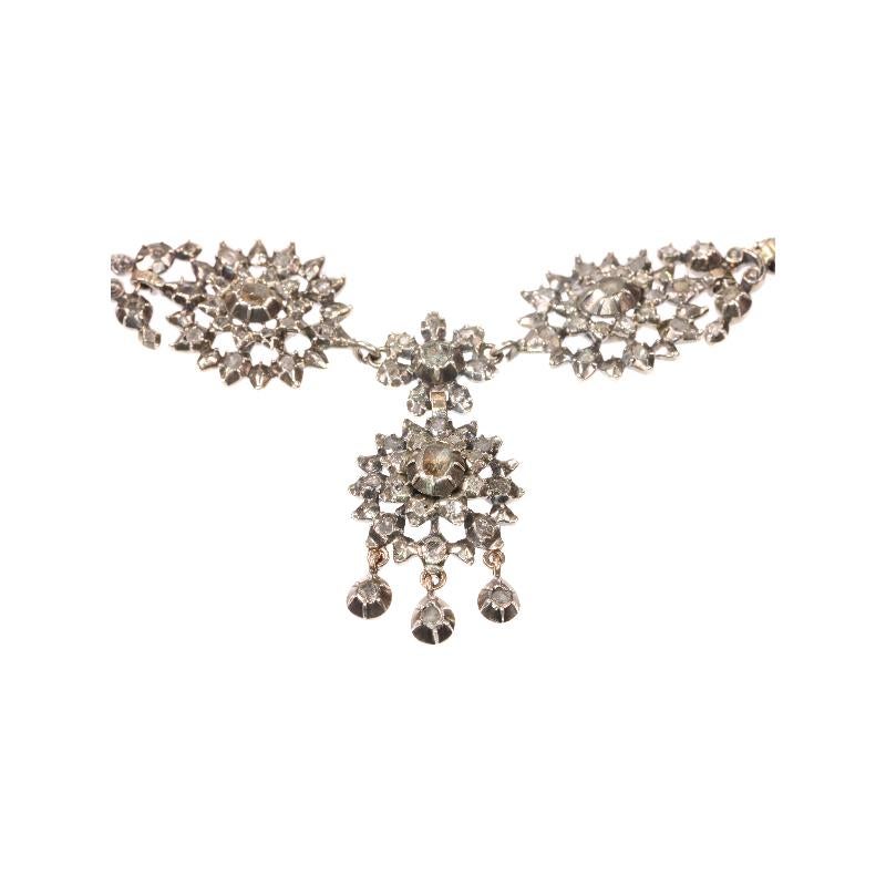 A Superb Victorian Diamond and 18 Karat Rose Gold Necklace, 1850s For Sale 1