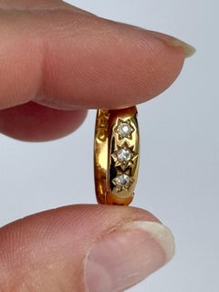 Victorian Diamond and 22 Carat Gold Five Stone Star Setting Ring