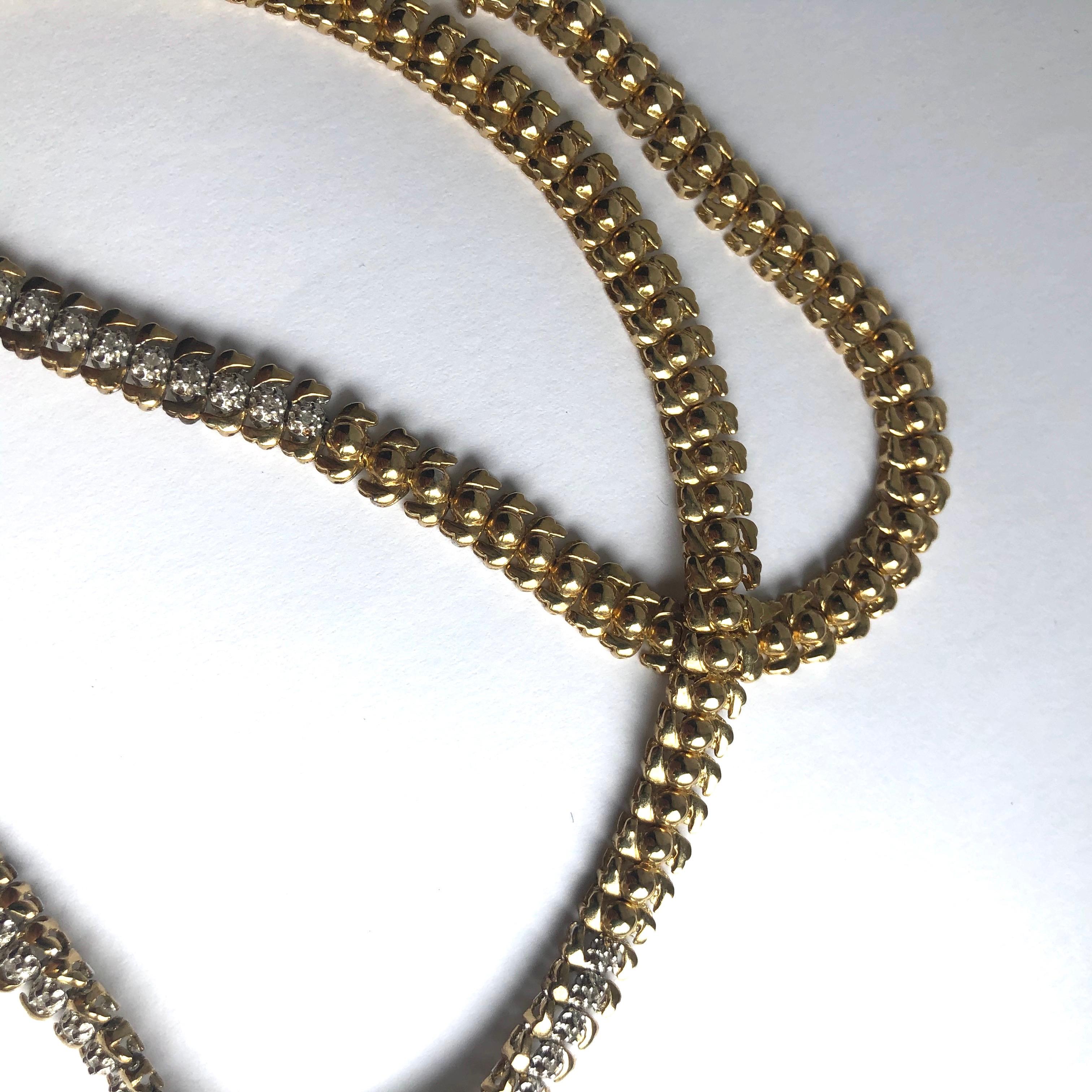 Round Cut Victorian Diamond and 9 Carat Gold Collar Necklace