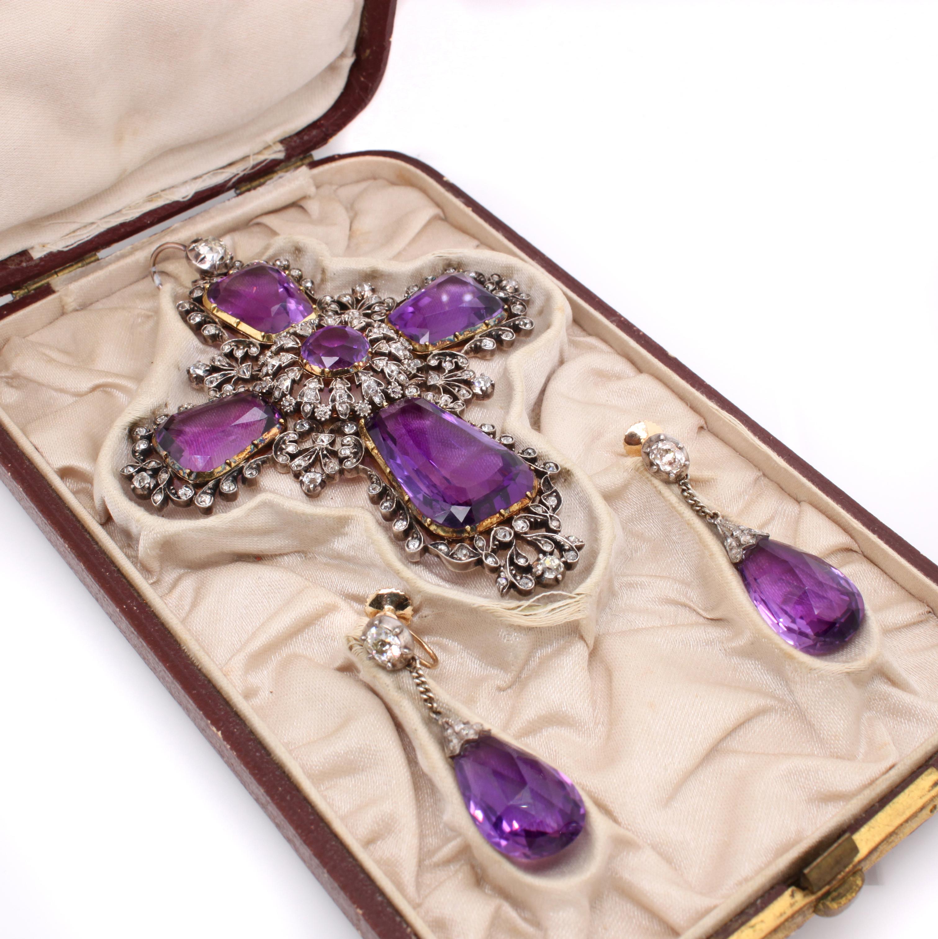 Victorian Diamond and Amethyst Briolette Earrings, 1860s 3