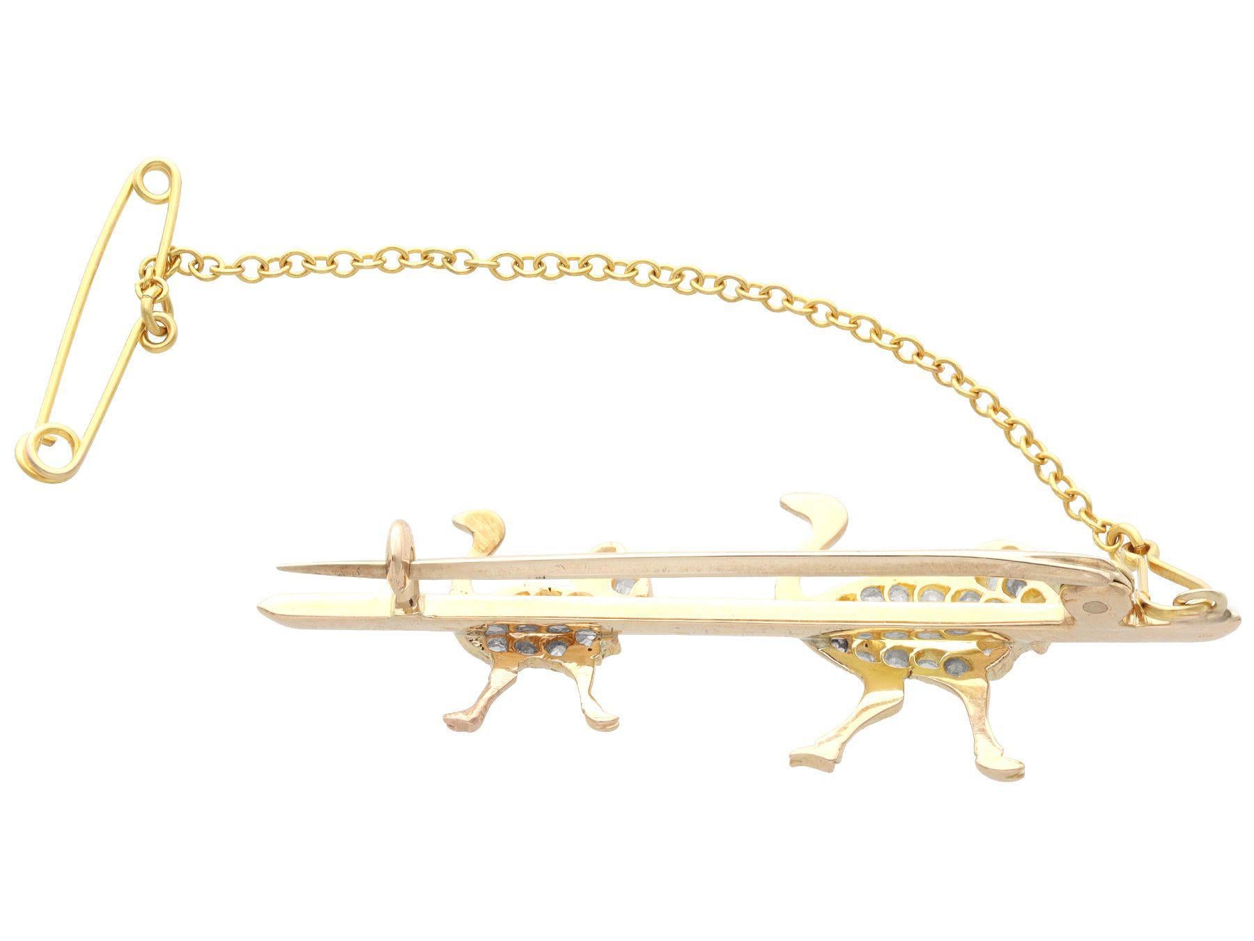 Women's or Men's Victorian Diamond and Amethyst Yellow Gold Ostrich Brooch For Sale