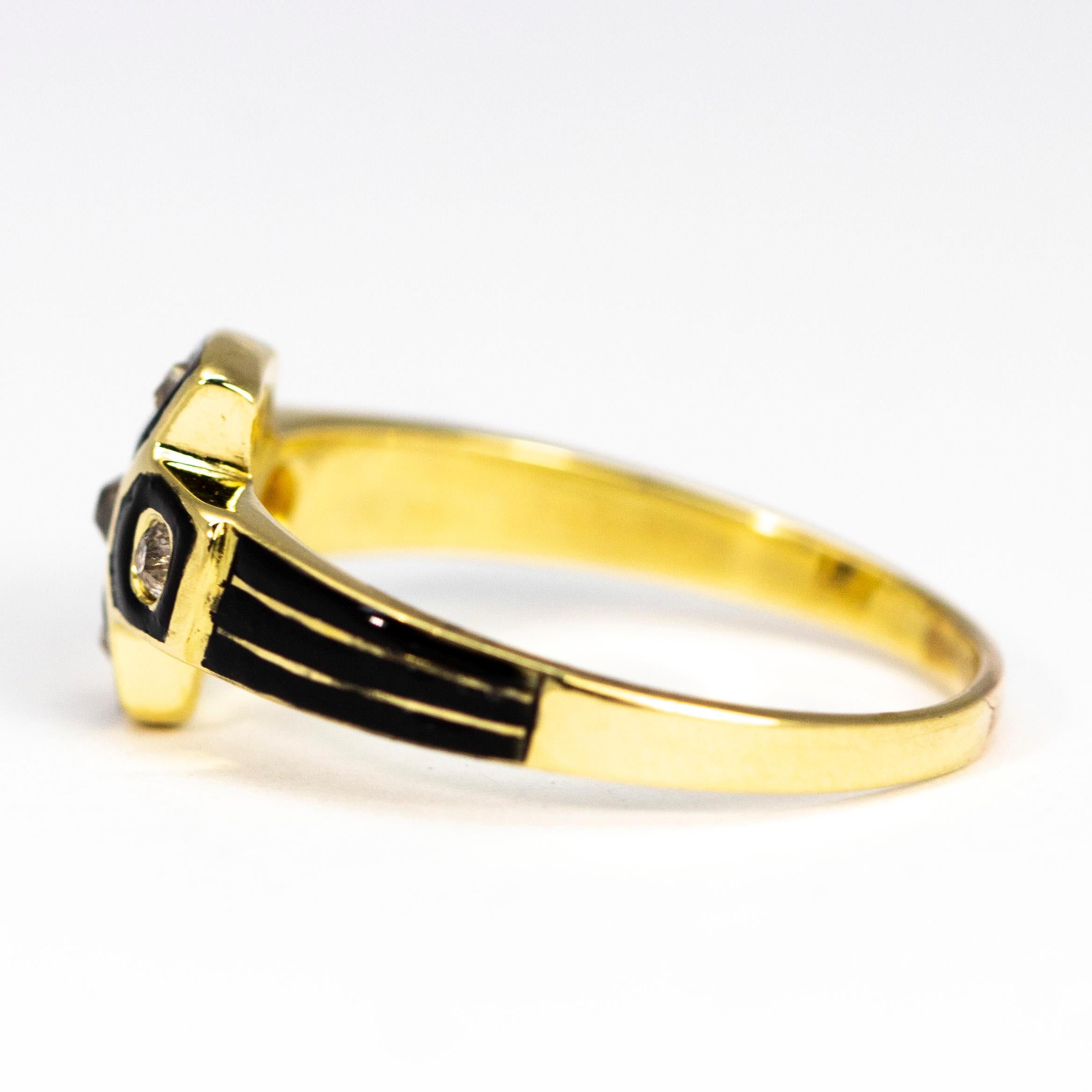 Victorian Diamond and Enamel 18 Carat Gold Ring In Good Condition In Chipping Campden, GB