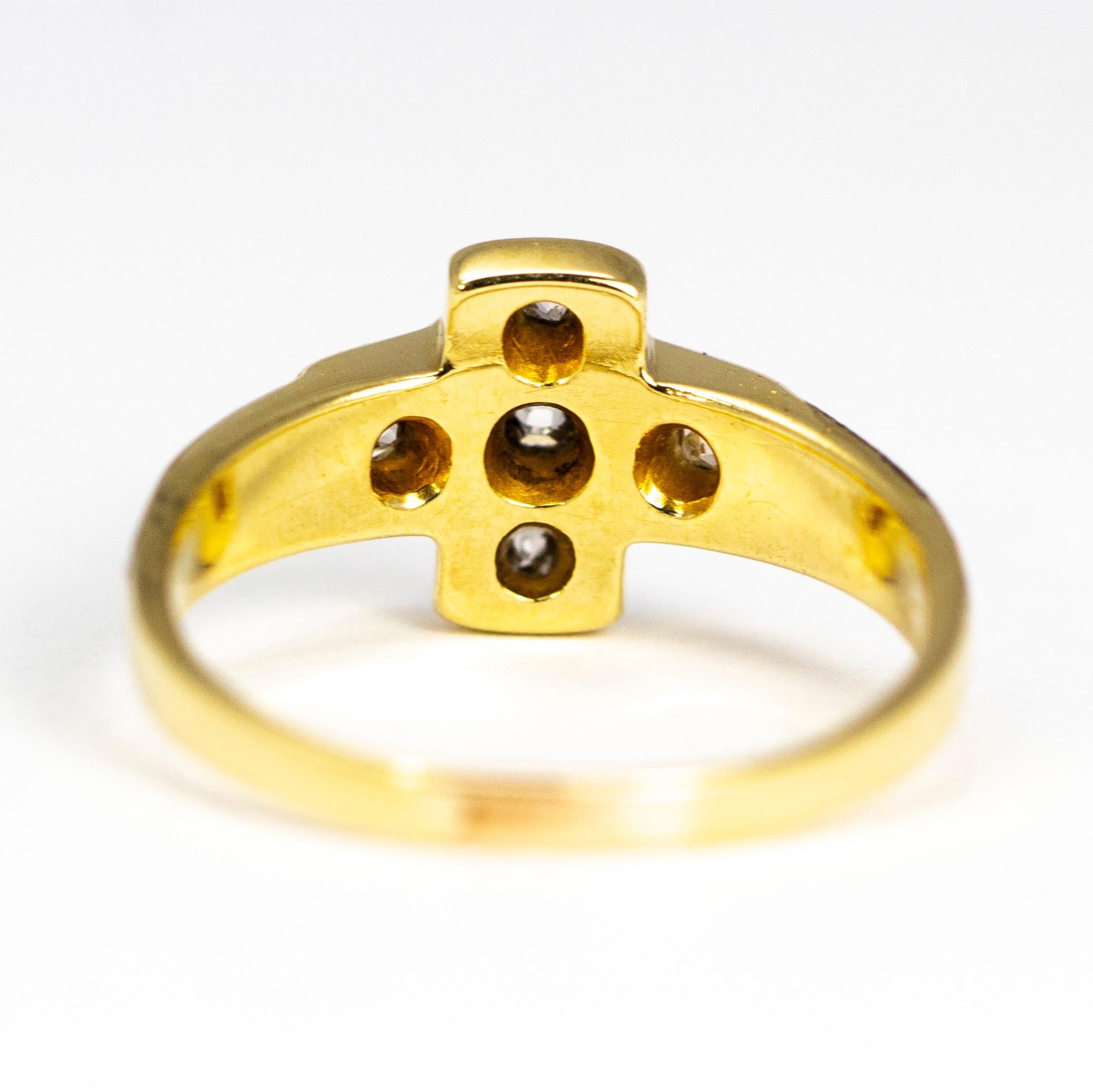 Women's or Men's Victorian Diamond and Enamel 18 Carat Gold Ring