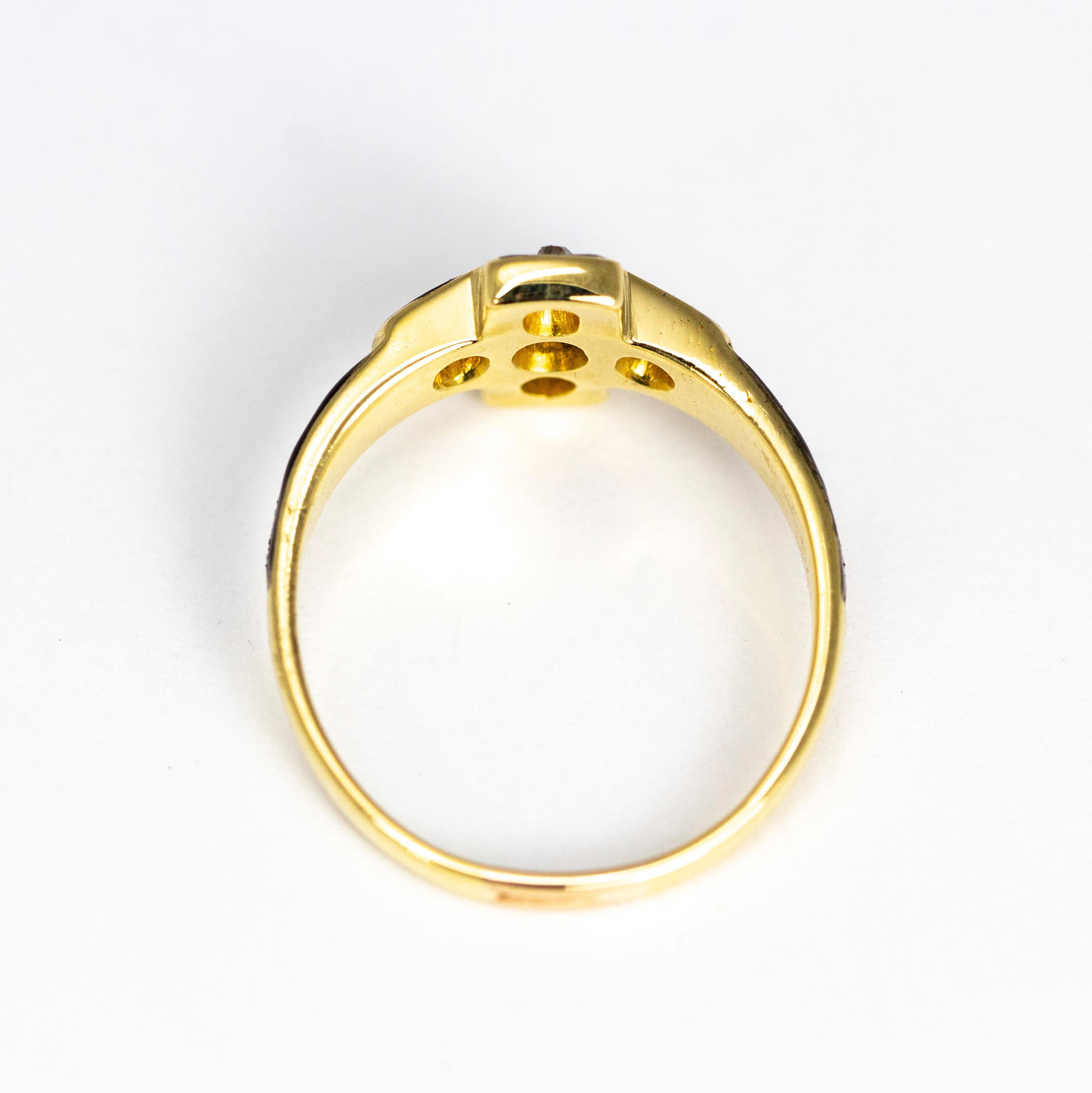 Victorian Diamond and Enamel 18 Carat Gold Ring 1