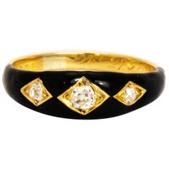 Victorian Diamond and Enamel 18 Carat Gold Ring