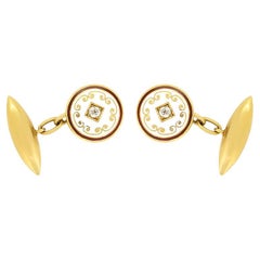 Victorian Diamond and Enamel Cufflinks, c.1880s