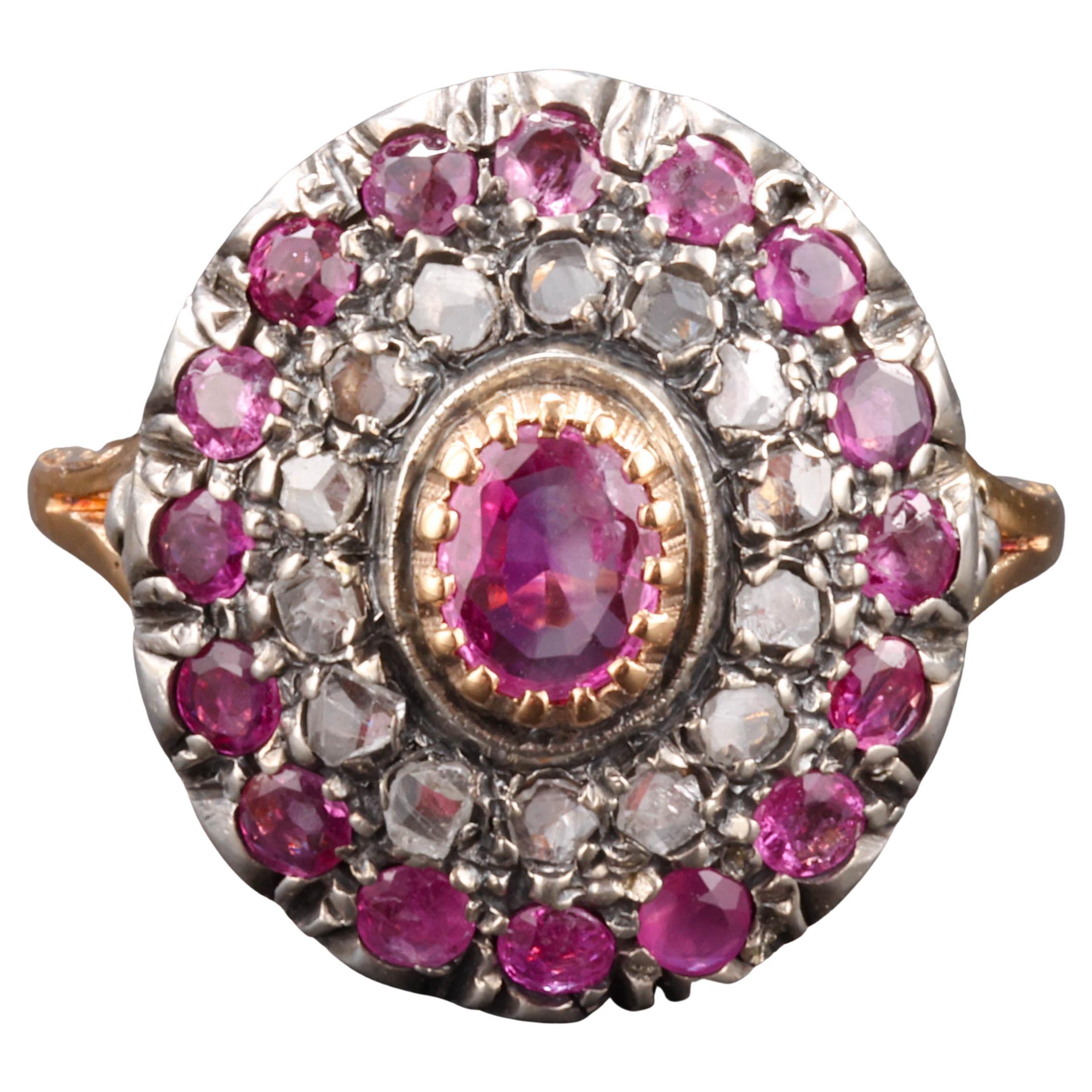 Viktorianischer Diamantring mit zertifiziertem, unbehandeltem burmesischem rosa Saphir