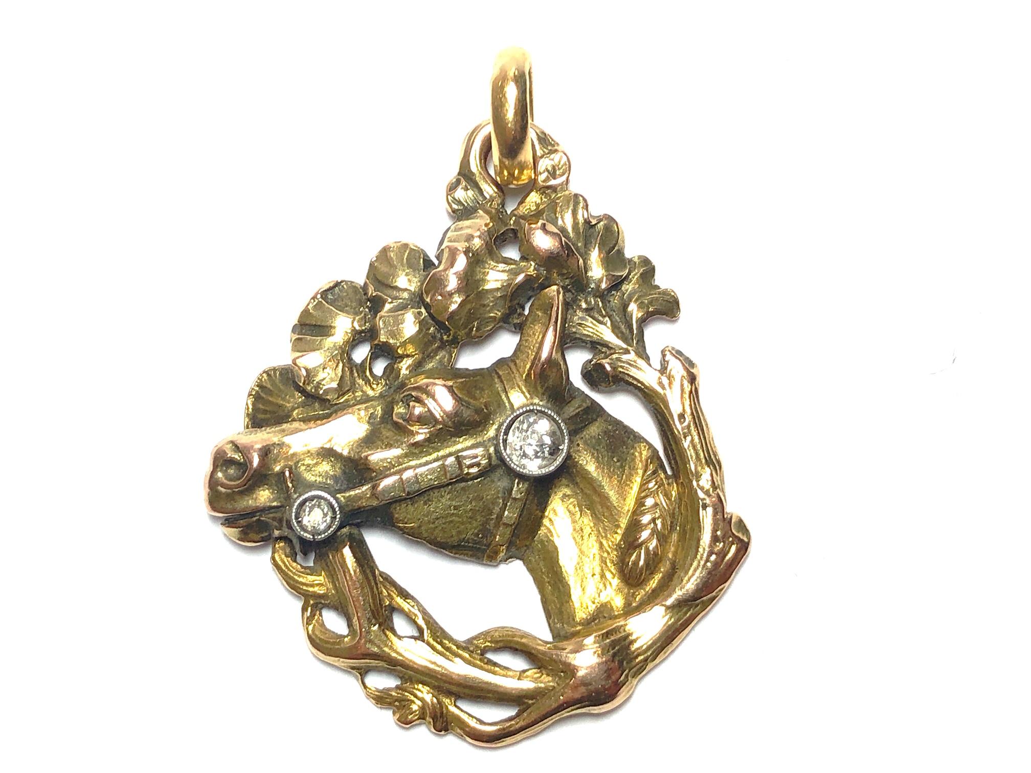 Late Victorian Victorian Diamond and Gold Horse Pendant