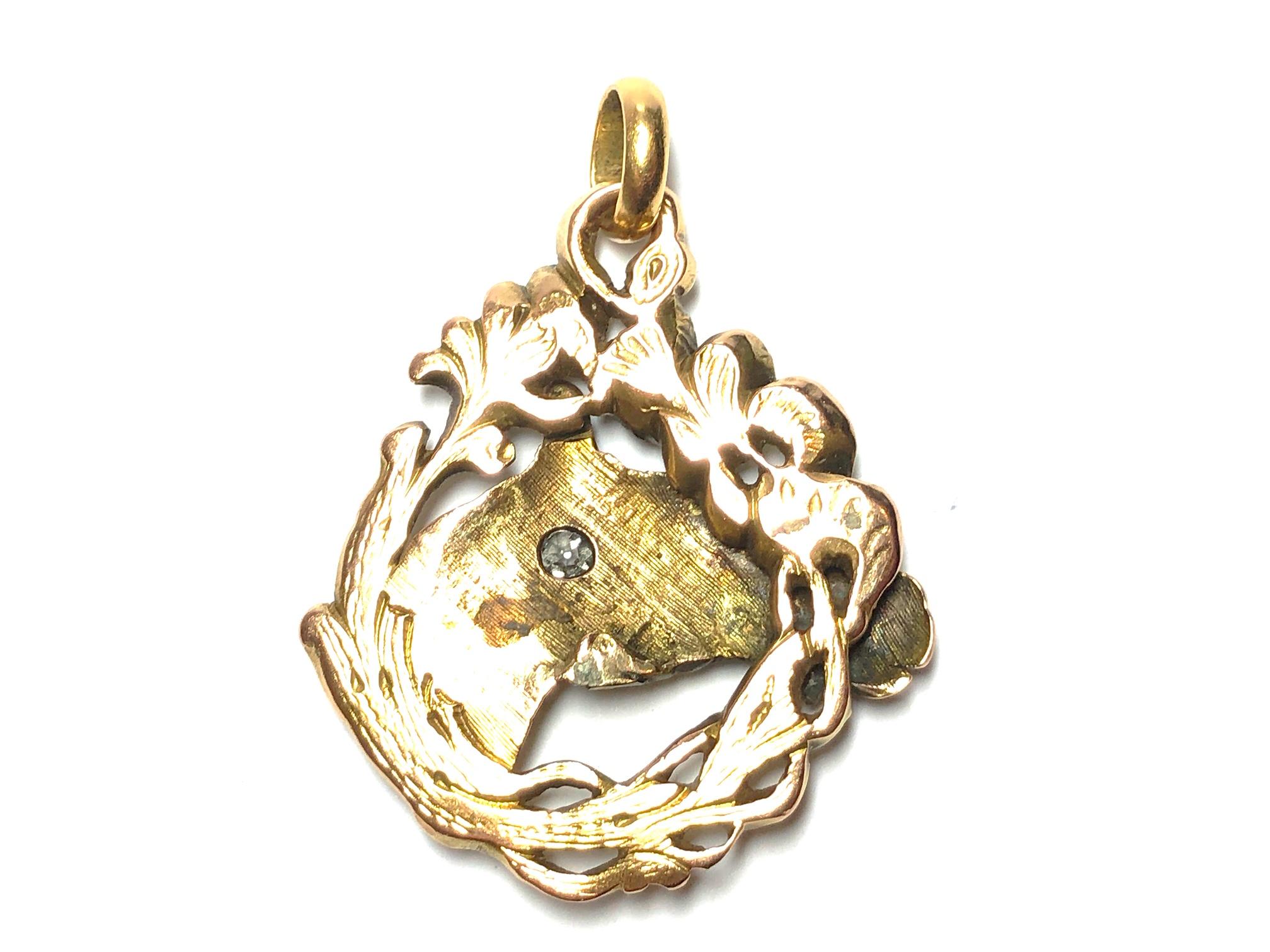 Old Mine Cut Victorian Diamond and Gold Horse Pendant