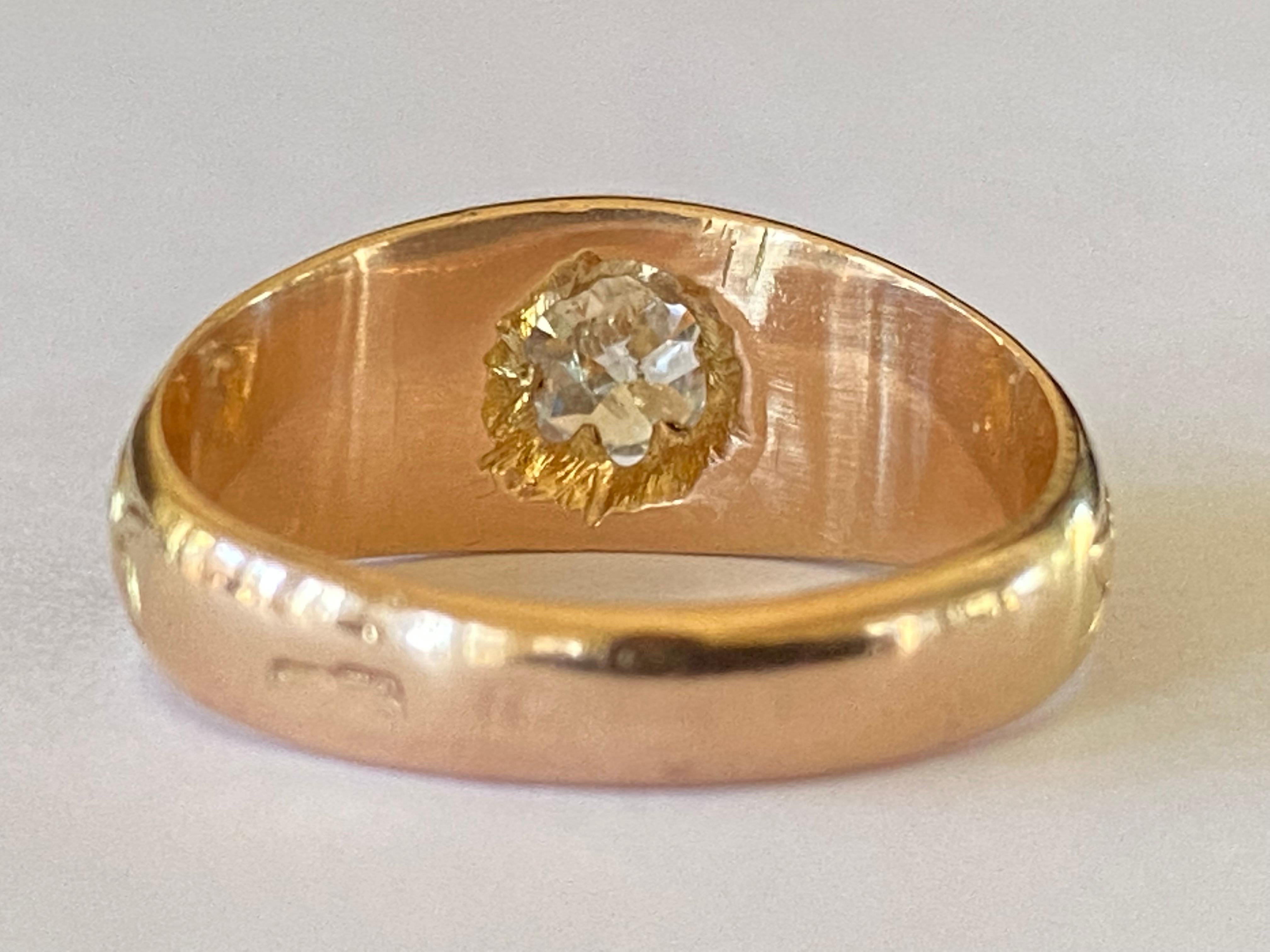 Women's Victorian Diamond and Gold Solitaire Ring For Sale