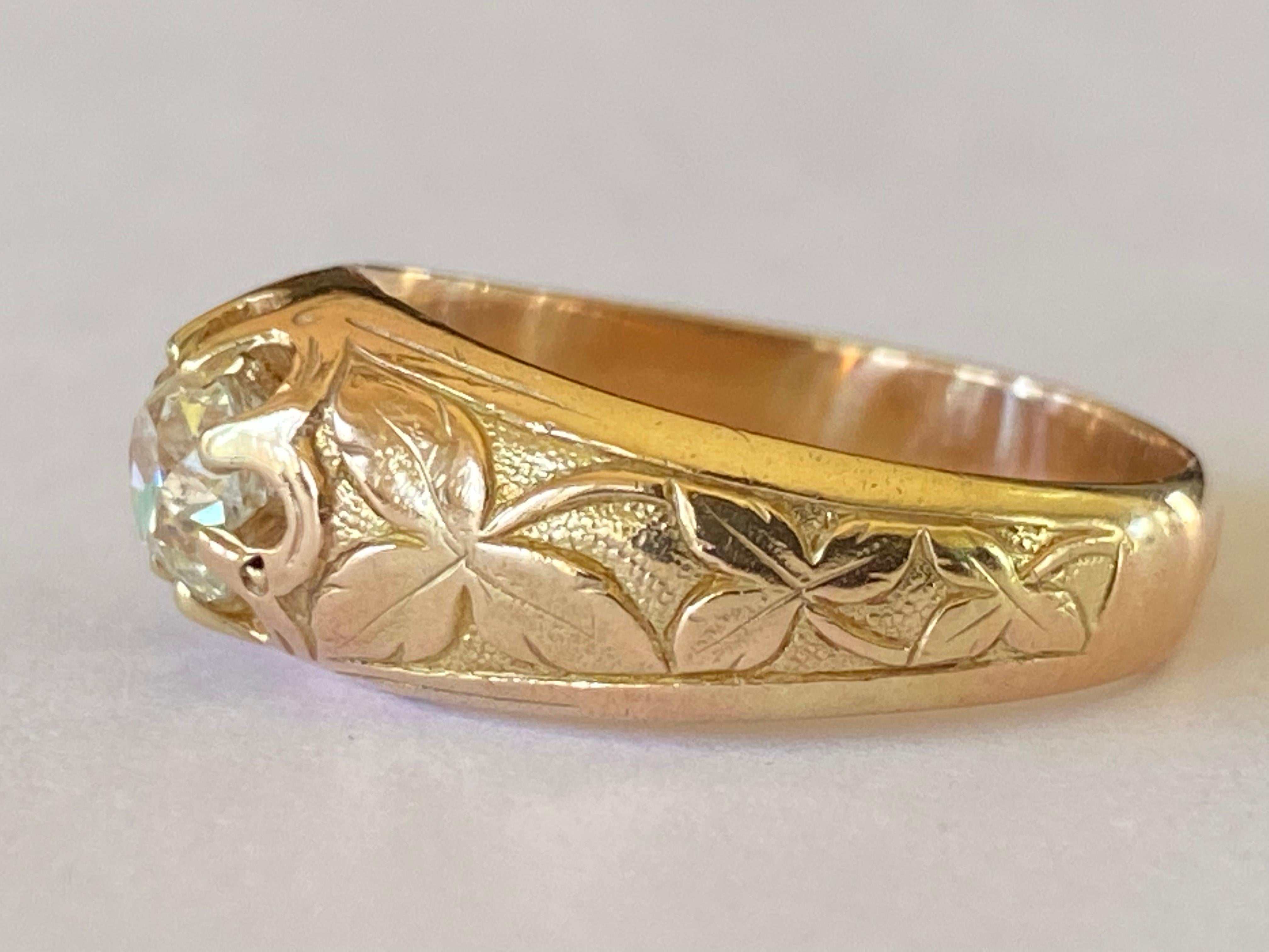 viktorianischer Solitär-Ring aus Diamant und Gold Damen im Angebot