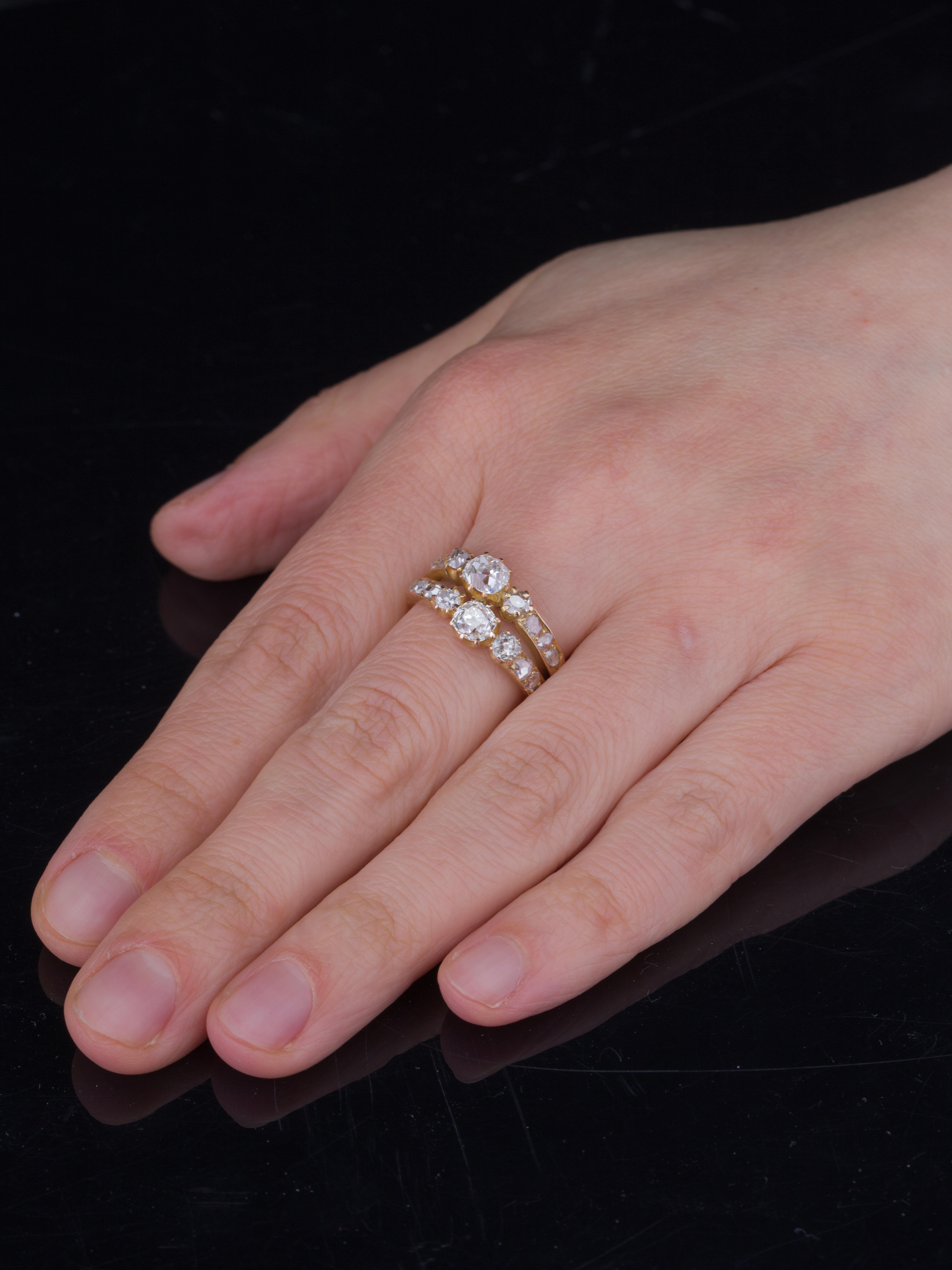 Victorian Diamond and Gold you and Me Ring For Sale 4