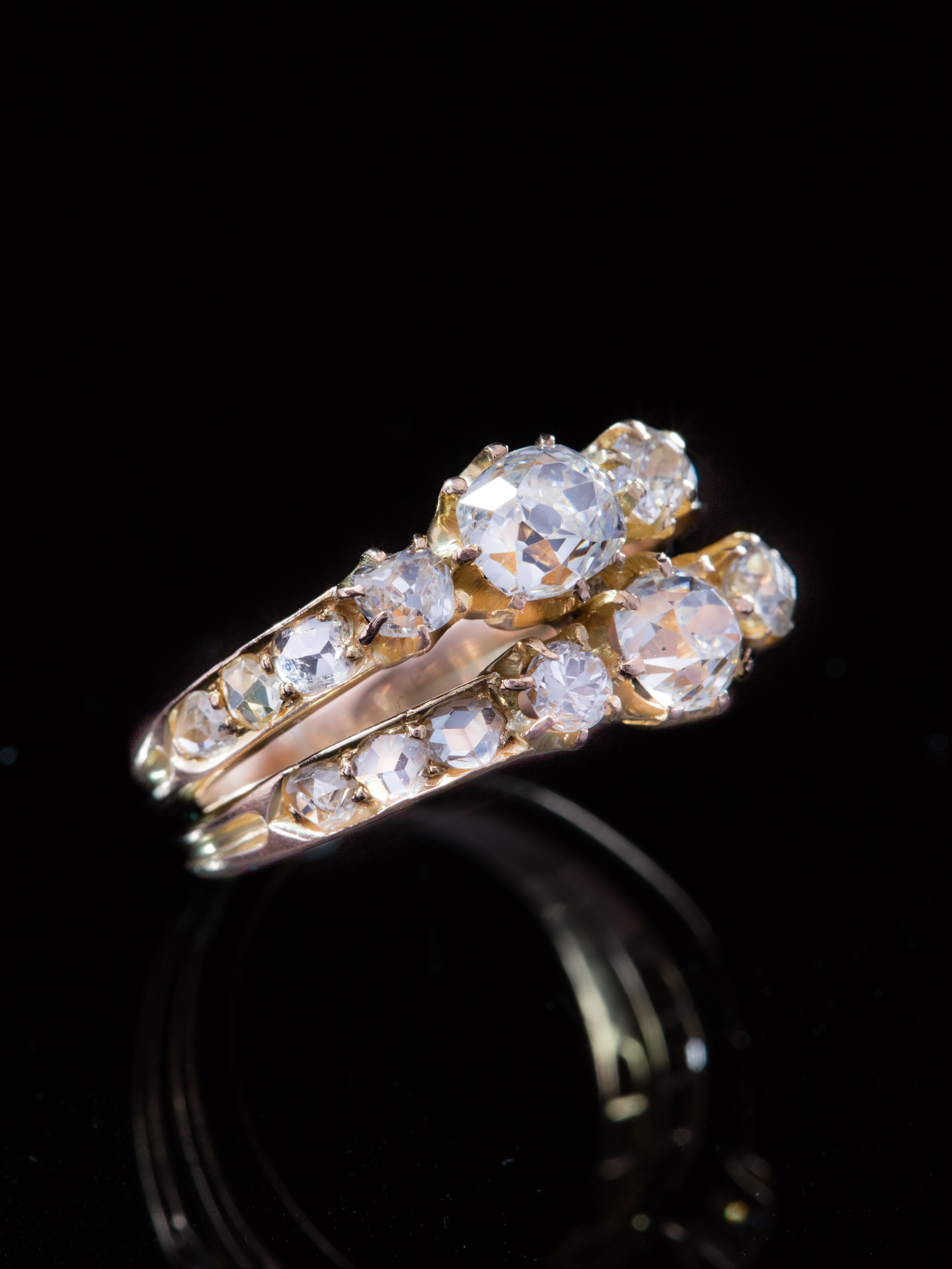 High Victorian Victorian Diamond and Gold you and Me Ring For Sale