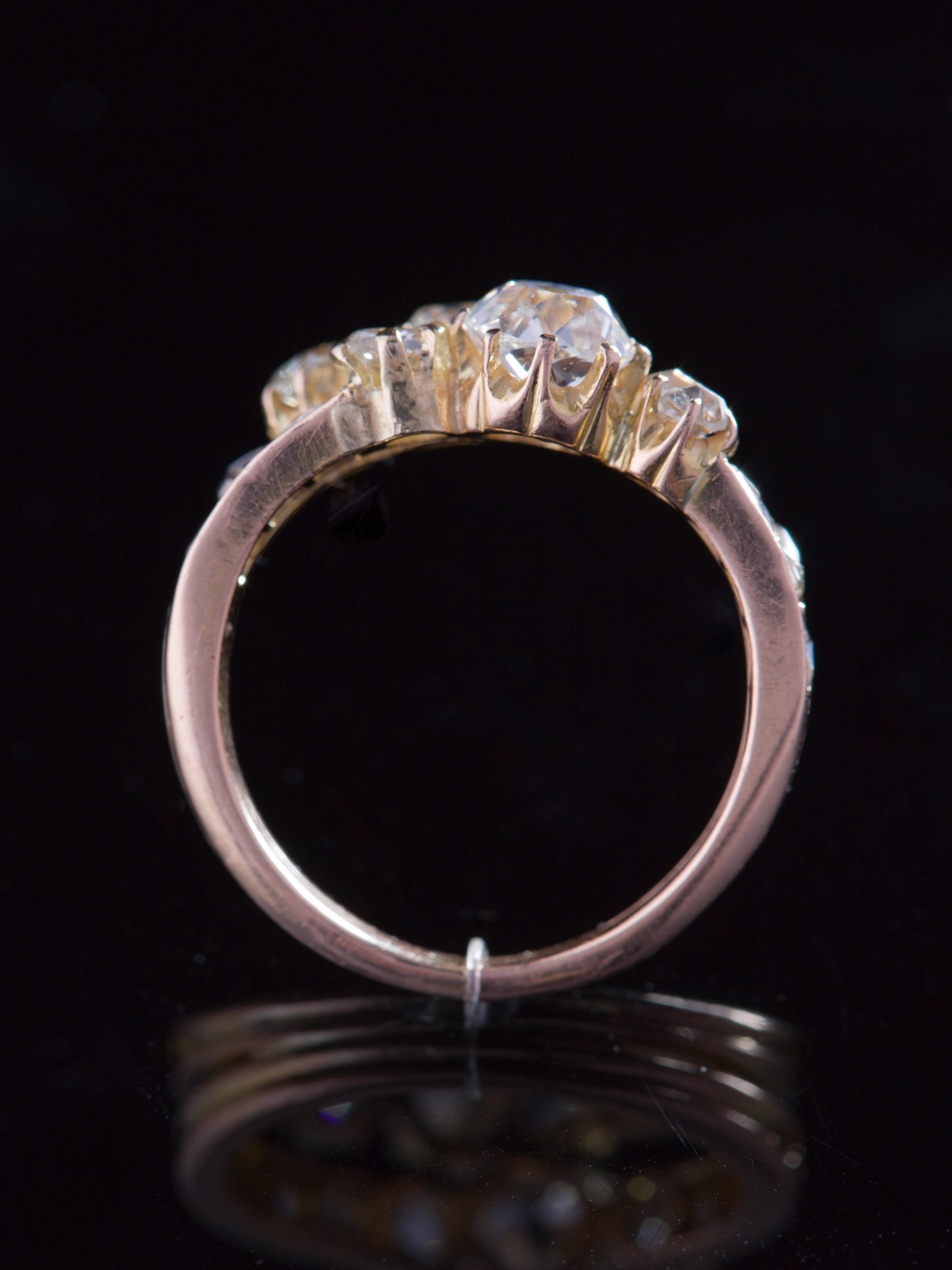 Victorian Diamond and Gold you and Me Ring For Sale 1