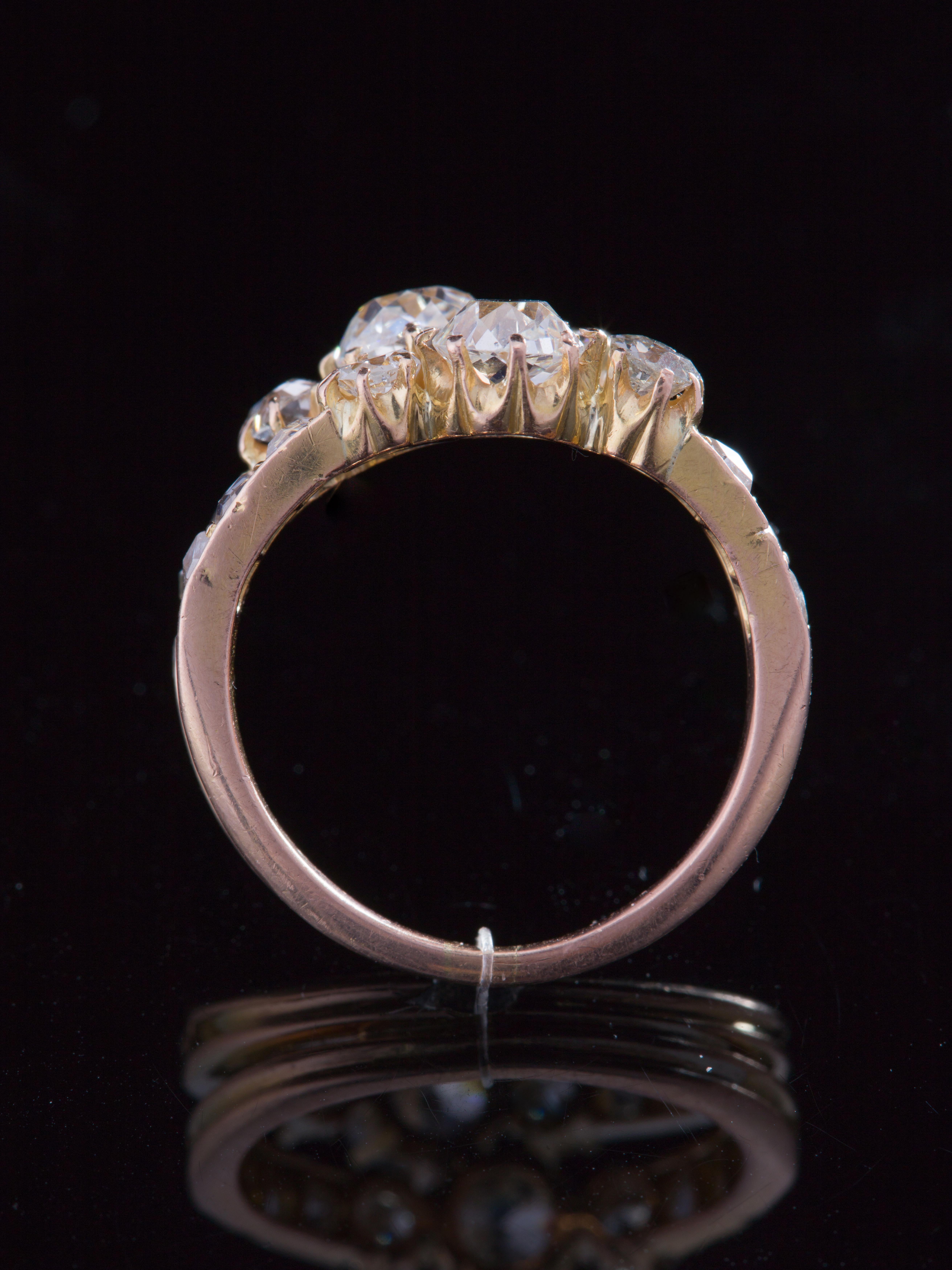 Victorian Diamond and Gold you and Me Ring For Sale 2
