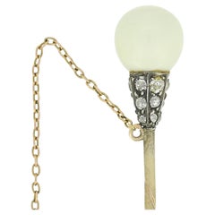 Victorian Diamond and Natural Pearl Stick Pin