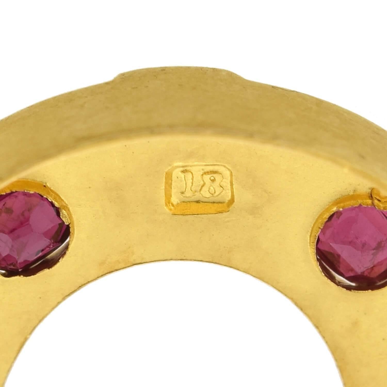 Women's Victorian Diamond and Natural Ruby Horseshoe Bangle Bracelet For Sale