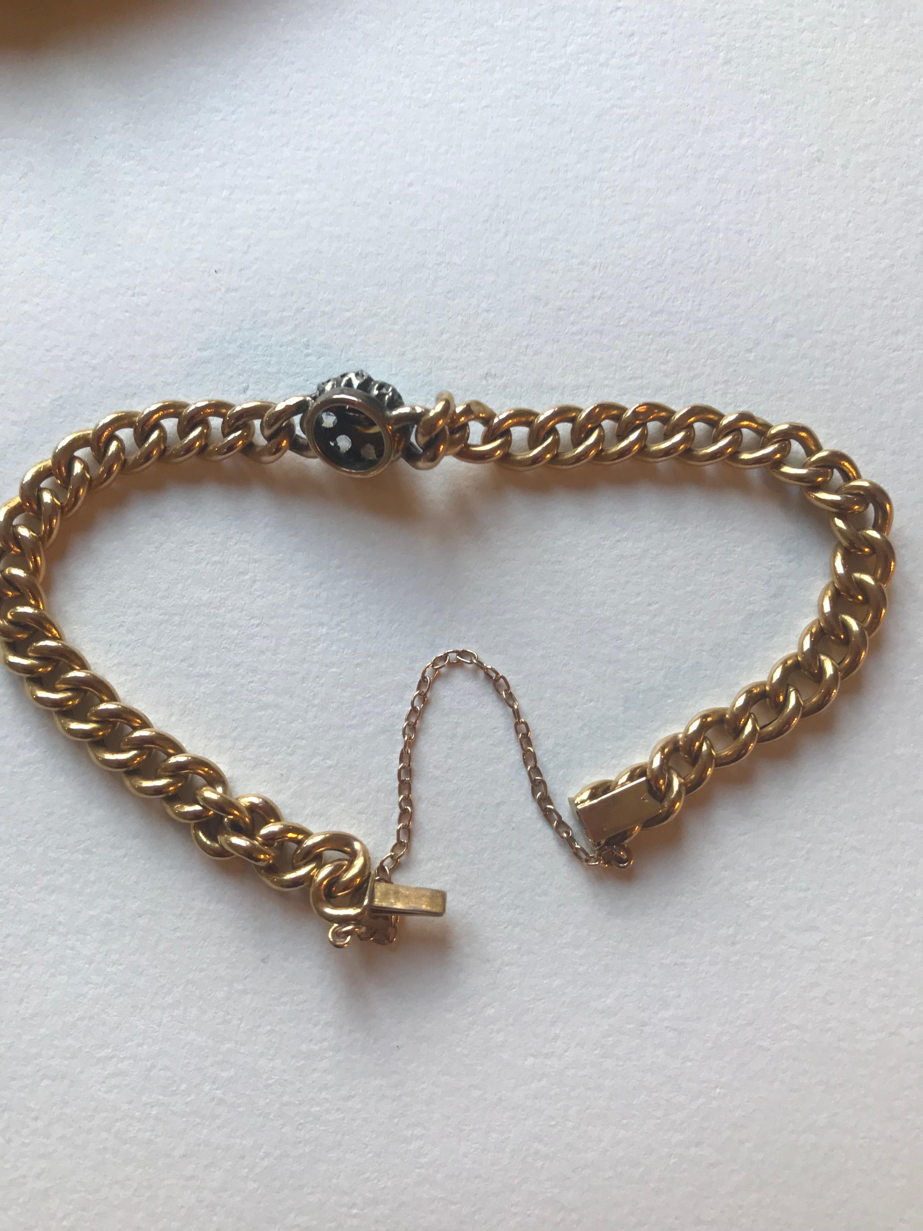 Victorian Diamond and Pearl 18 Karat Bracelet In Excellent Condition For Sale In Oxford, GB