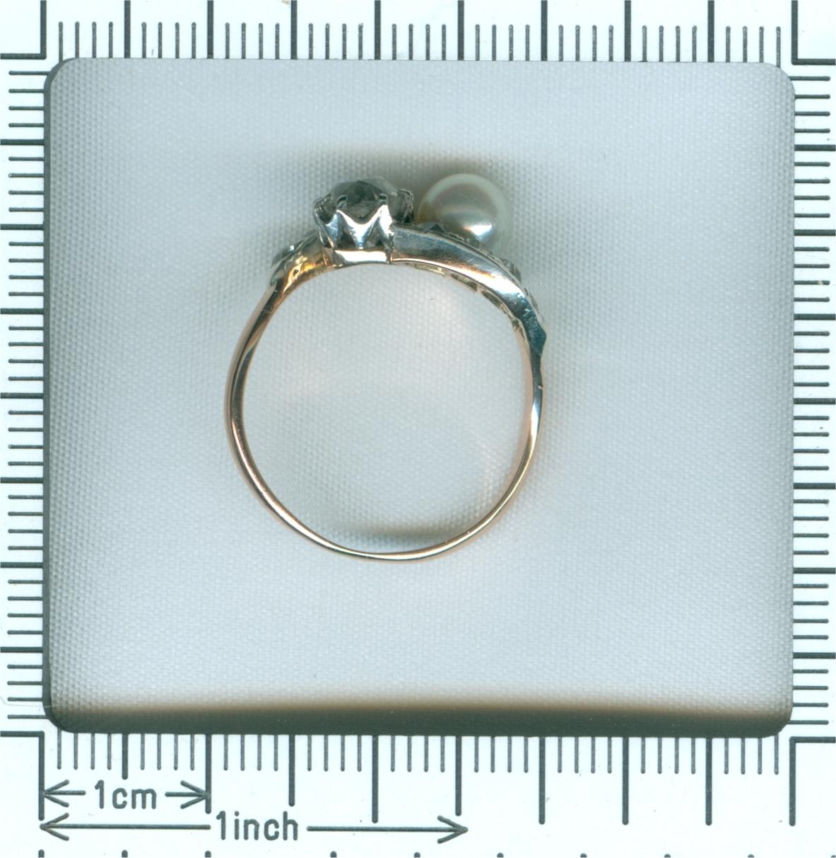 Victorian Diamond and Pearl Engagement Ring So-Called Romantic Toi et Moi For Sale 8
