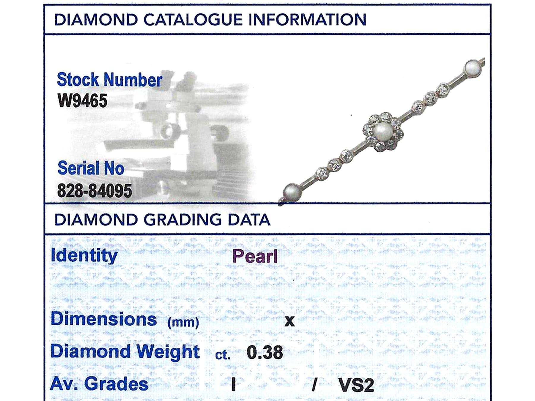 Victorian Diamond and Pearl Yellow Gold Bar Brooch For Sale 4