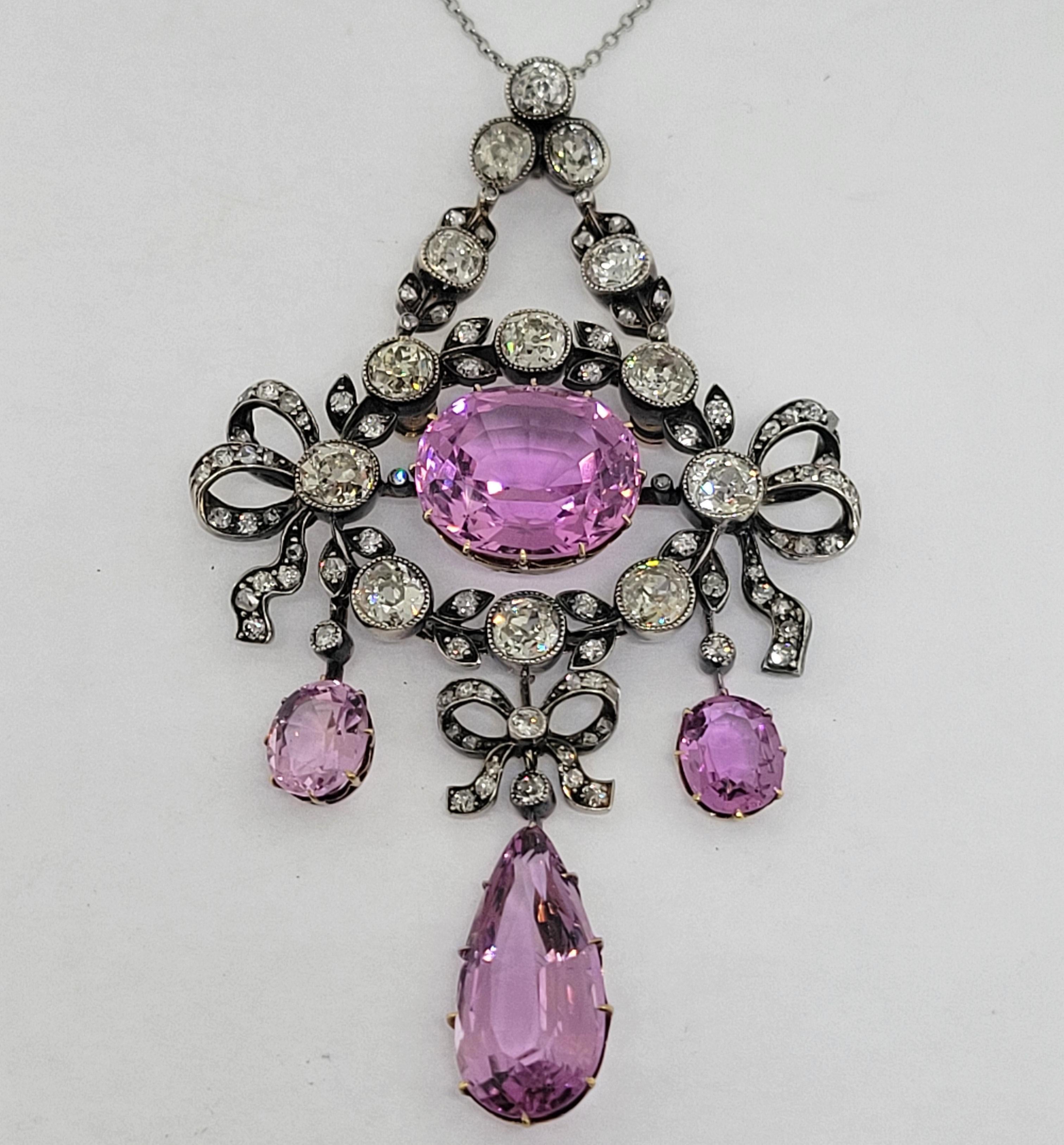Moderner viktorianischer Diamant- und rosa Topas-Anhänger/Brosche 'Asprey London' im Angebot 4