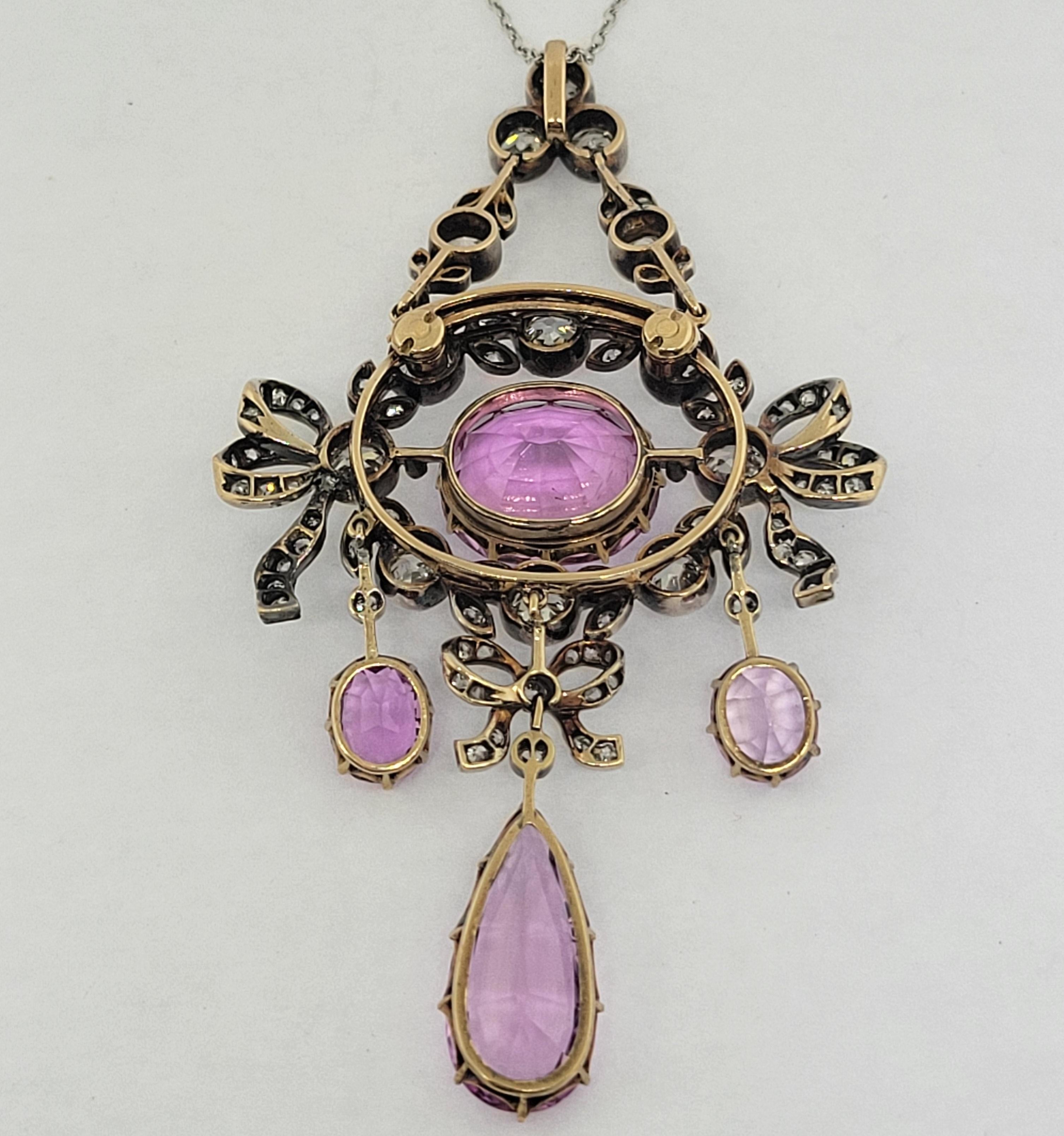 Moderner viktorianischer Diamant- und rosa Topas-Anhänger/Brosche 'Asprey London' im Angebot 5
