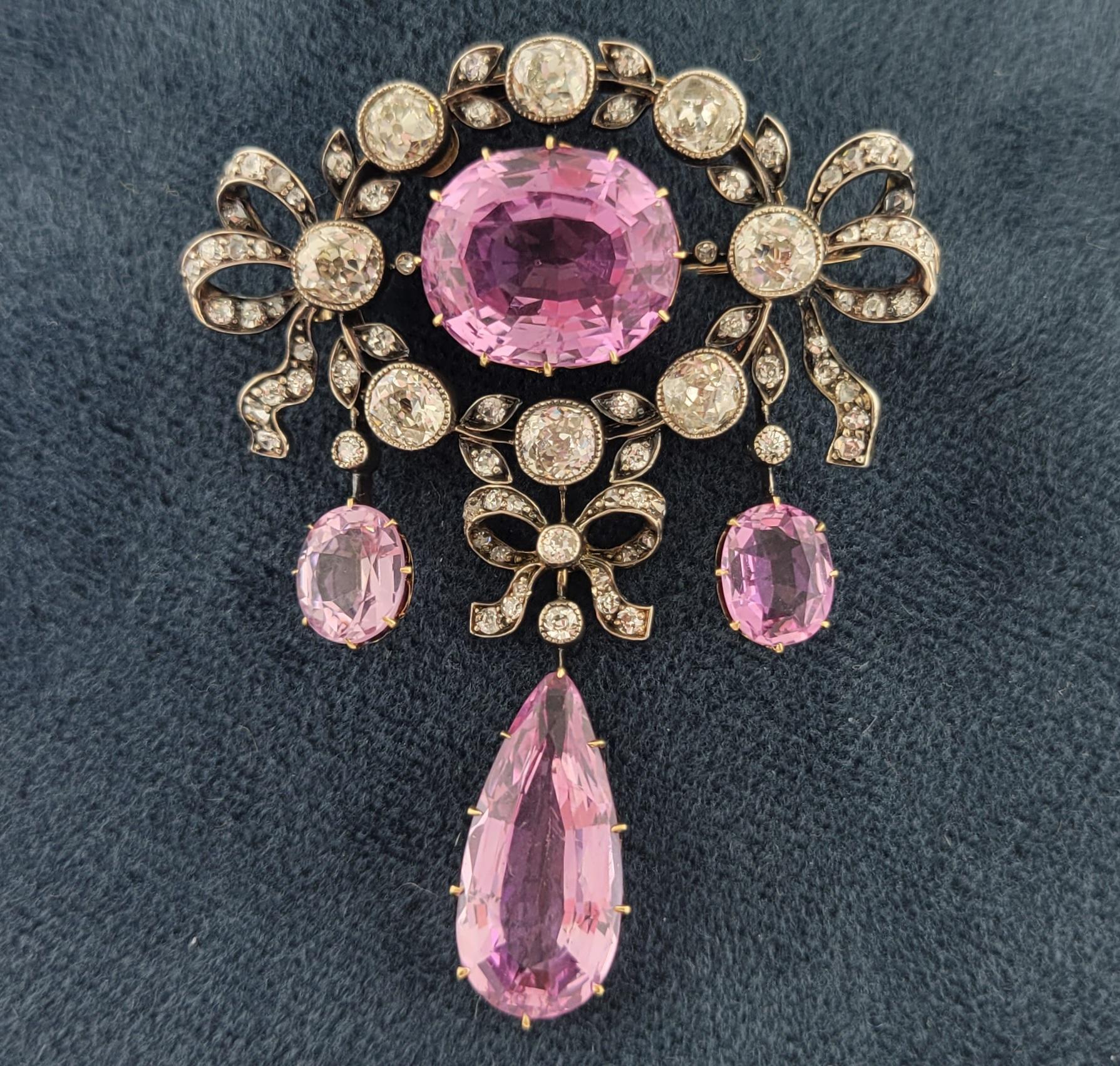 Moderner viktorianischer Diamant- und rosa Topas-Anhänger/Brosche 'Asprey London' im Angebot 6
