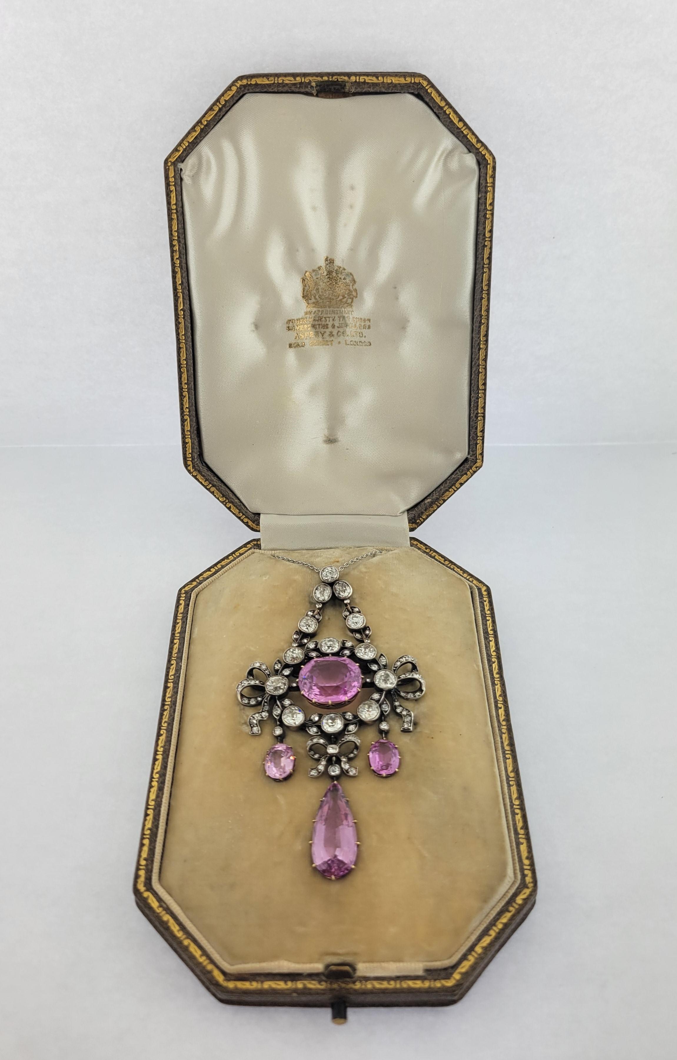 Moderner viktorianischer Diamant- und rosa Topas-Anhänger/Brosche 'Asprey London' im Angebot 9
