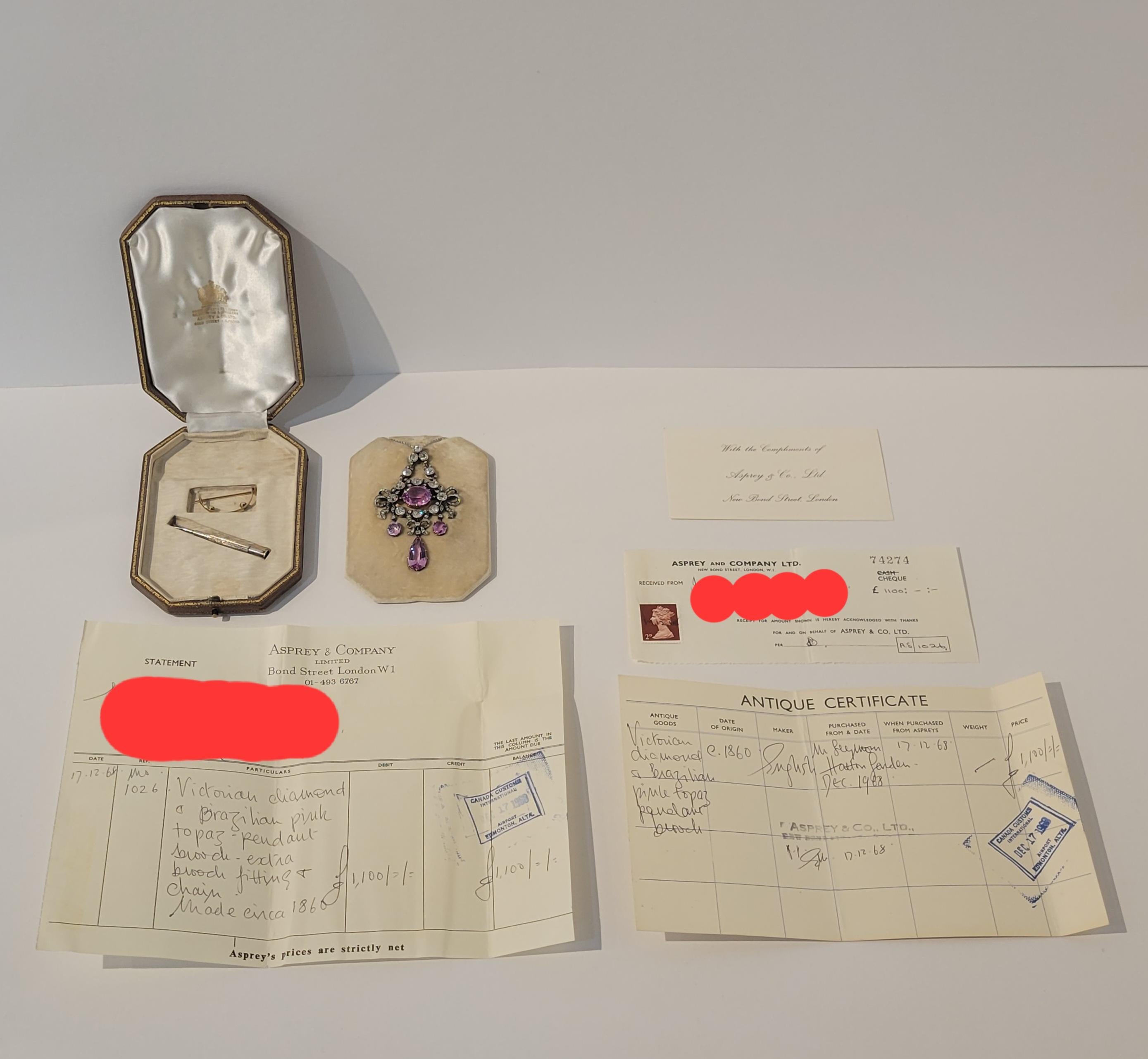 Moderner viktorianischer Diamant- und rosa Topas-Anhänger/Brosche 'Asprey London' im Angebot 10