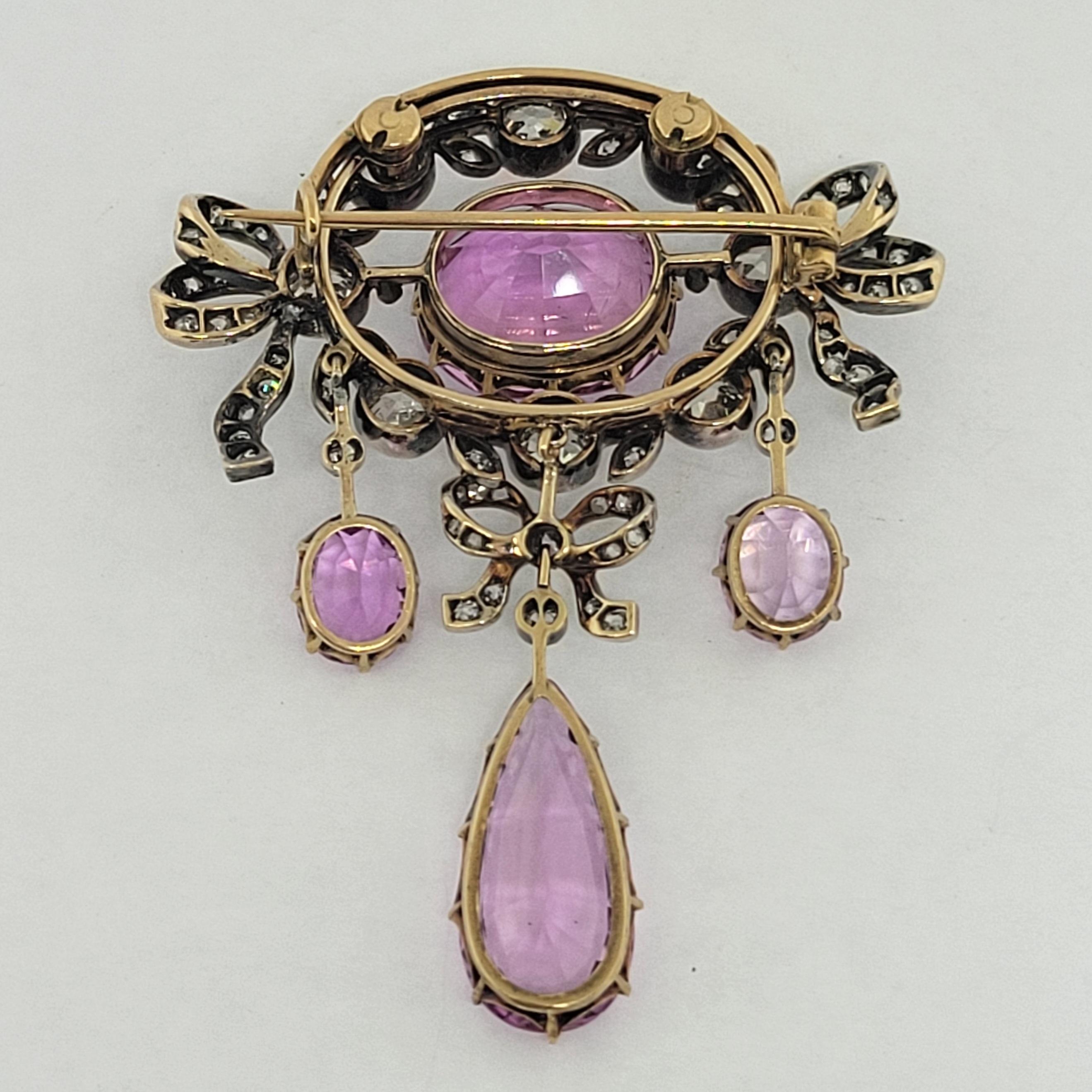 Moderner viktorianischer Diamant- und rosa Topas-Anhänger/Brosche 'Asprey London' (Alteuropäischer Brillantschliff) im Angebot