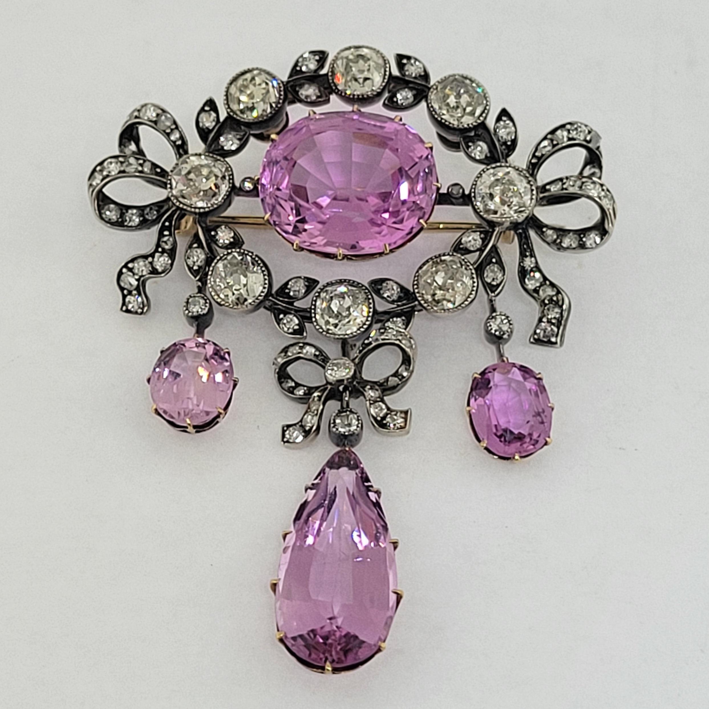 Moderner viktorianischer Diamant- und rosa Topas-Anhänger/Brosche 'Asprey London' im Angebot 2