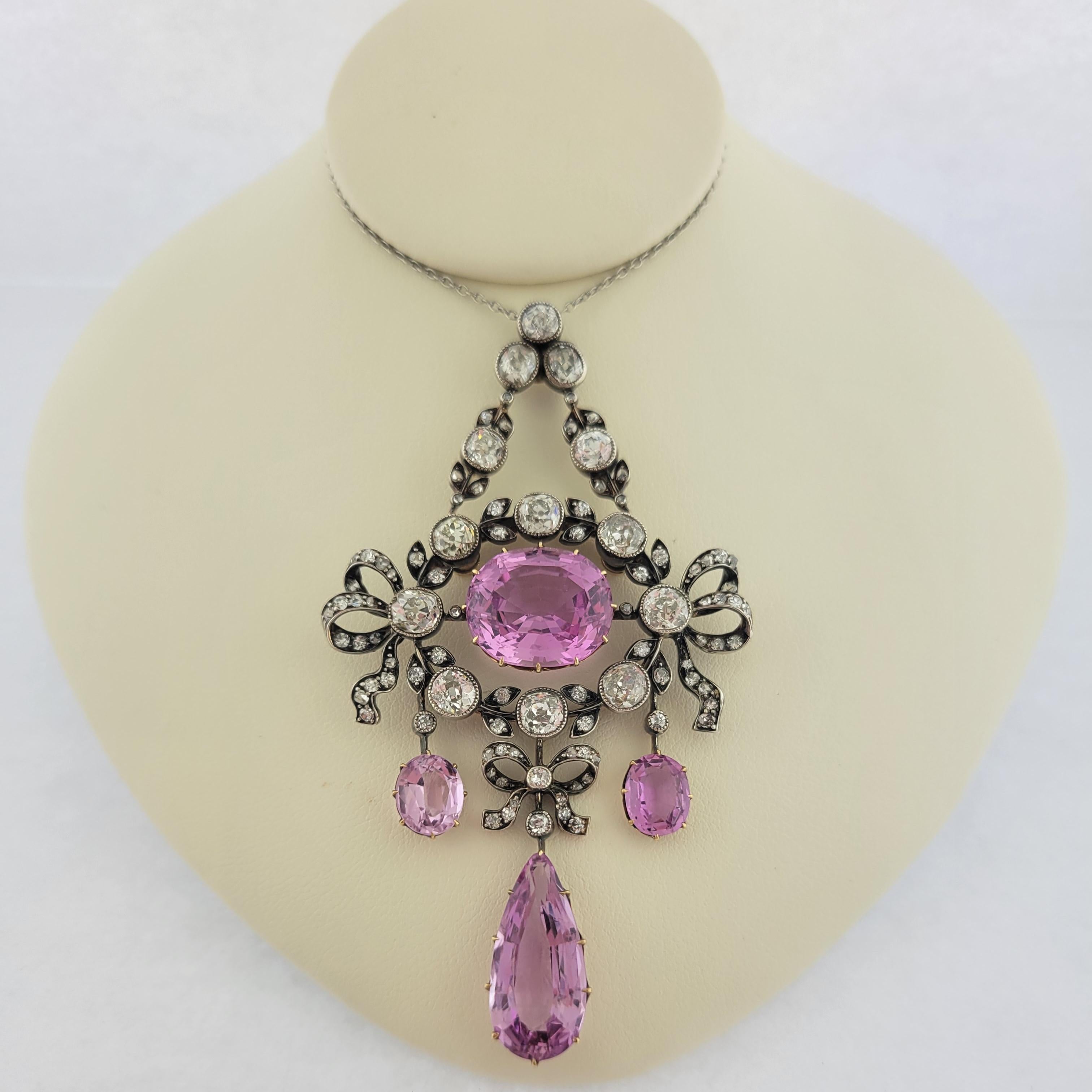 Moderner viktorianischer Diamant- und rosa Topas-Anhänger/Brosche 'Asprey London' im Angebot 3