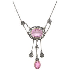 Victorian Diamond and Pink Tourmaline Pendant