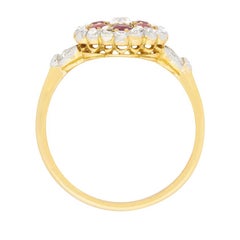 Victorian Diamond and Ruby Daisy Cluster Ring, circa 1880s