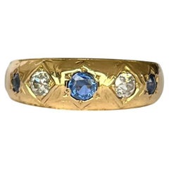 Victorian Diamond and Sapphire 18 Carat Gold Band