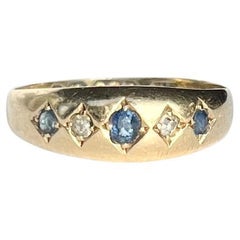 Victorian Diamond and Sapphire 18 Carat Gold Gypsy Ring