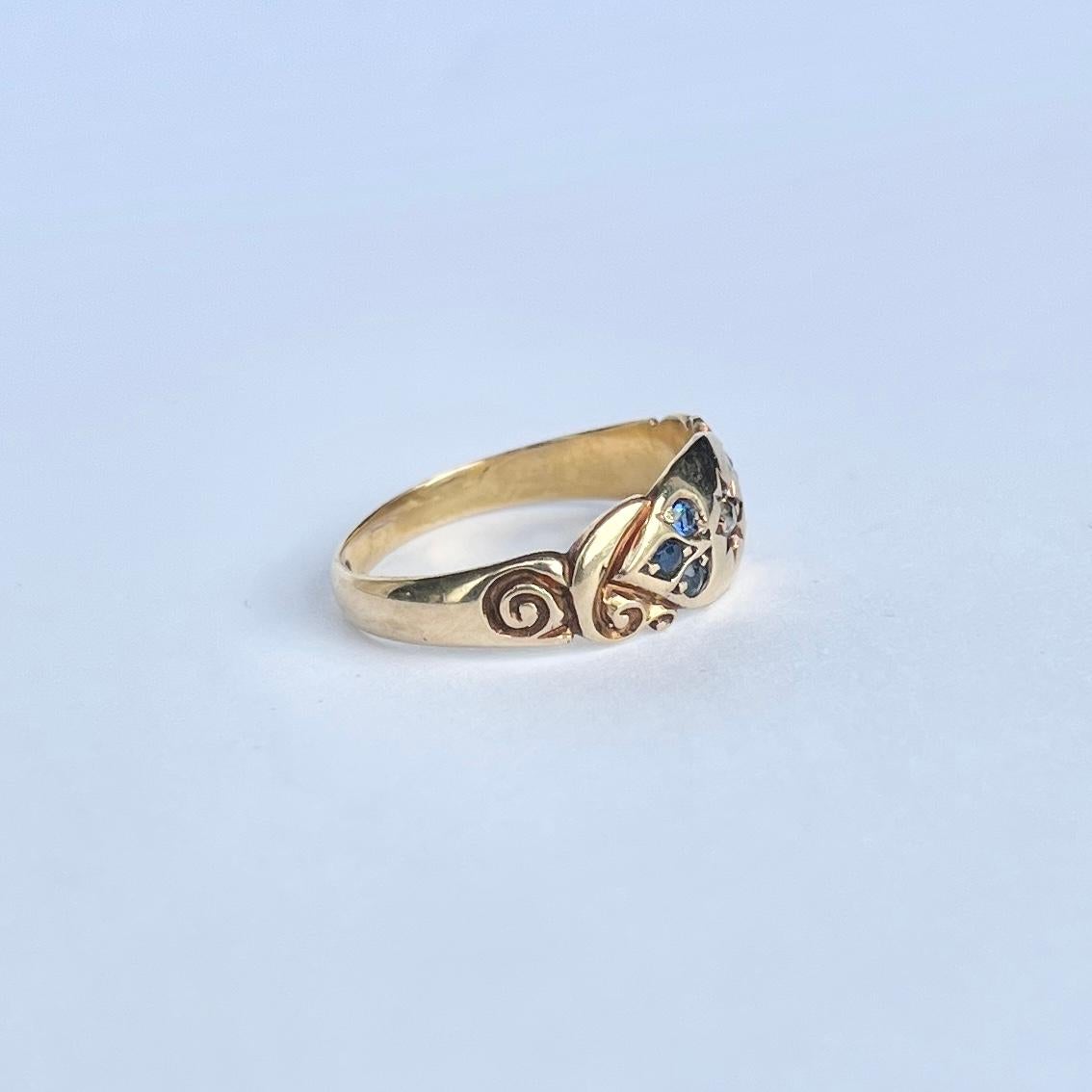 Victorian Diamond and Sapphire 18 Carat Gold Ring 1