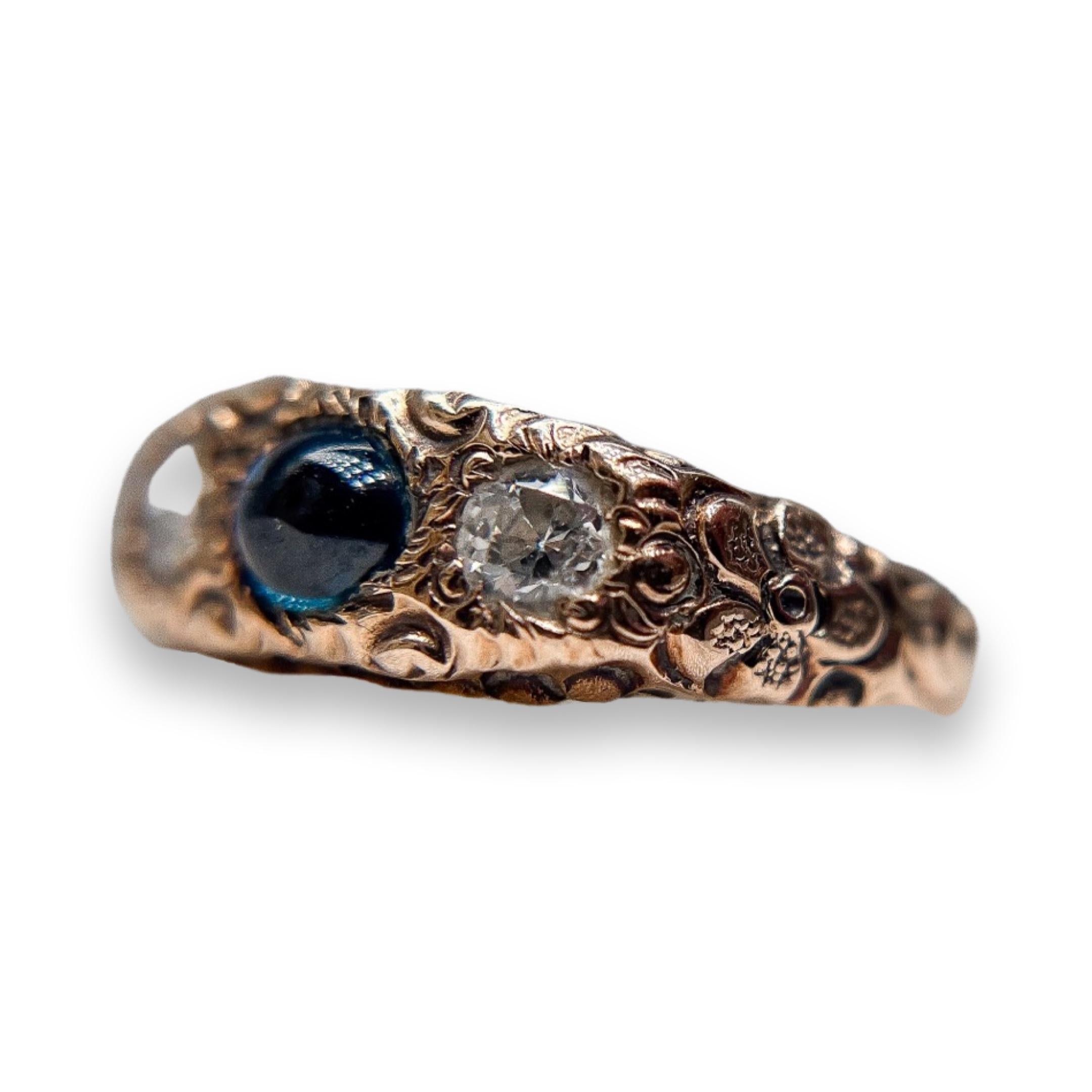 Victorian Diamond and Sapphire Ring In Excellent Condition For Sale In Montgomery, AL
