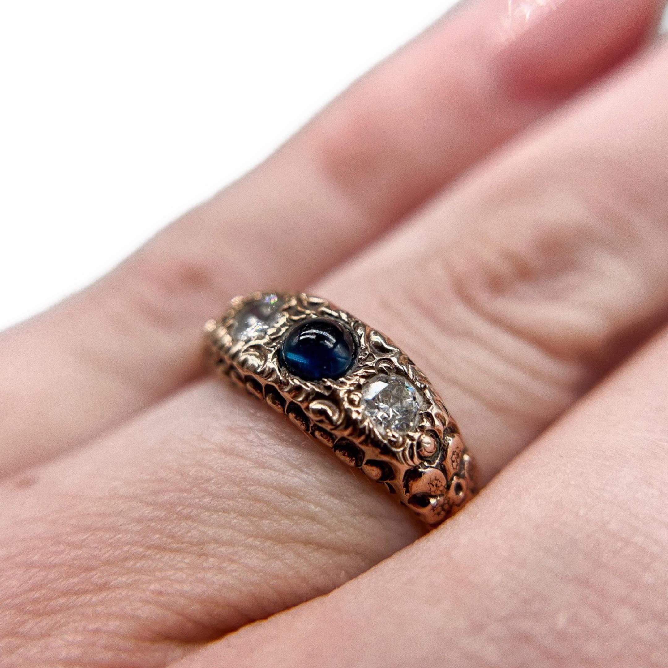 Victorian Diamond and Sapphire Ring For Sale 1